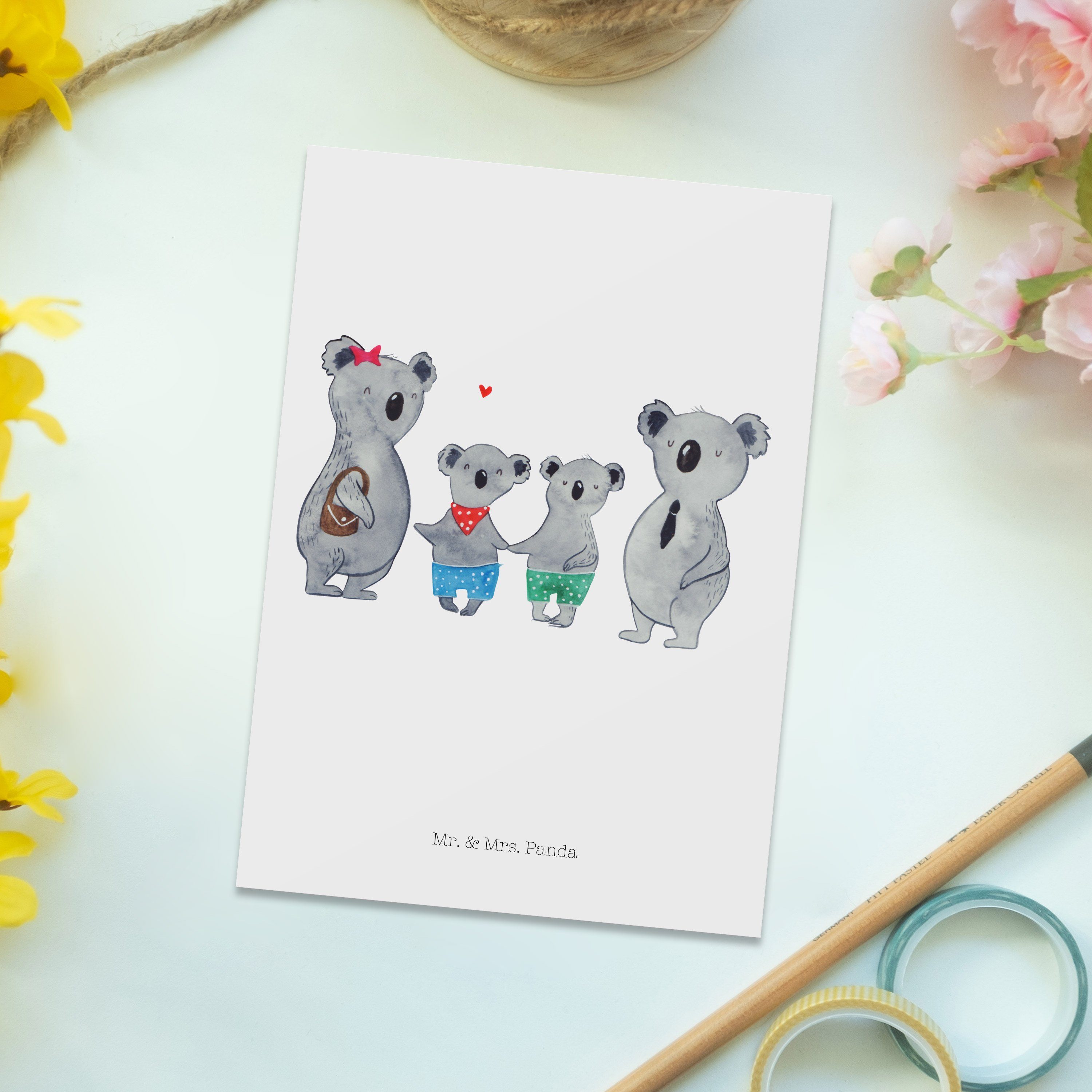 Geschenk, Mr. Sch Koalabär, Weiß Lieblingsfamilie, - Koala zwei Postkarte Familie Panda - & Mrs.