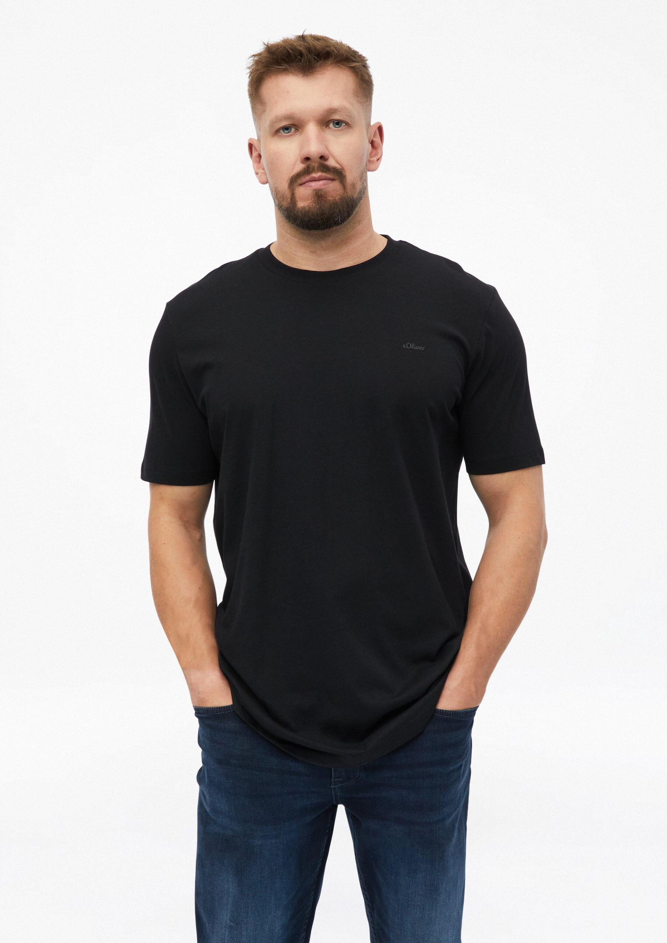 s.Oliver Kurzarmshirt T-Shirt Baumwoll-T-Shirt mit Logo-Print