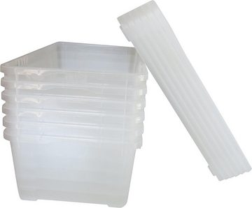 ALPFA Schuhbox 6 er Set je 5,0 Liter Klarsichtboxen Stapelboxen Kunststoffboxen (Spar-Set, 6 Boxen + 6 Deckel)