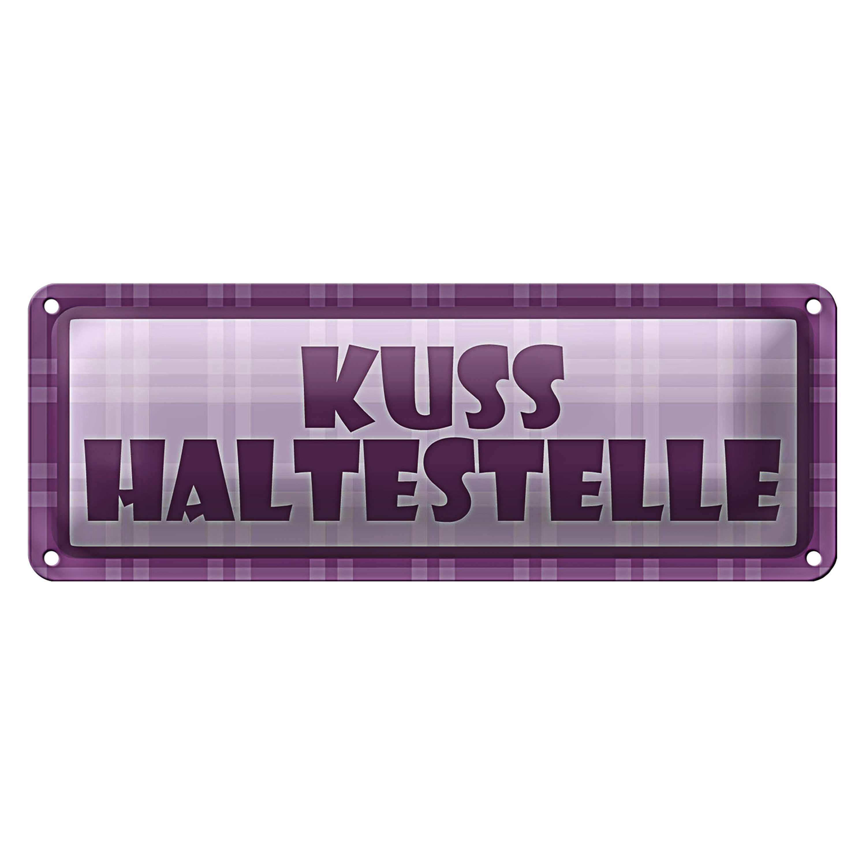 Roomando Metallschild Blechschild Kuss Haltestelle 27x10cm Liebe Hochzeit