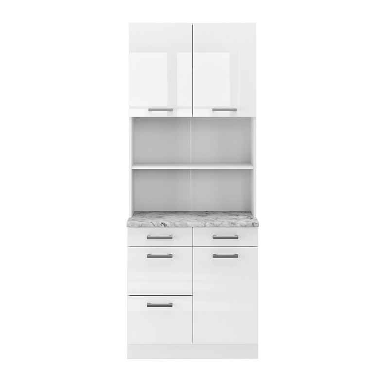 Vicco Küchenzeile R-Line, Weiß Hochglanz, 80 cm mit Arbeitsplatte