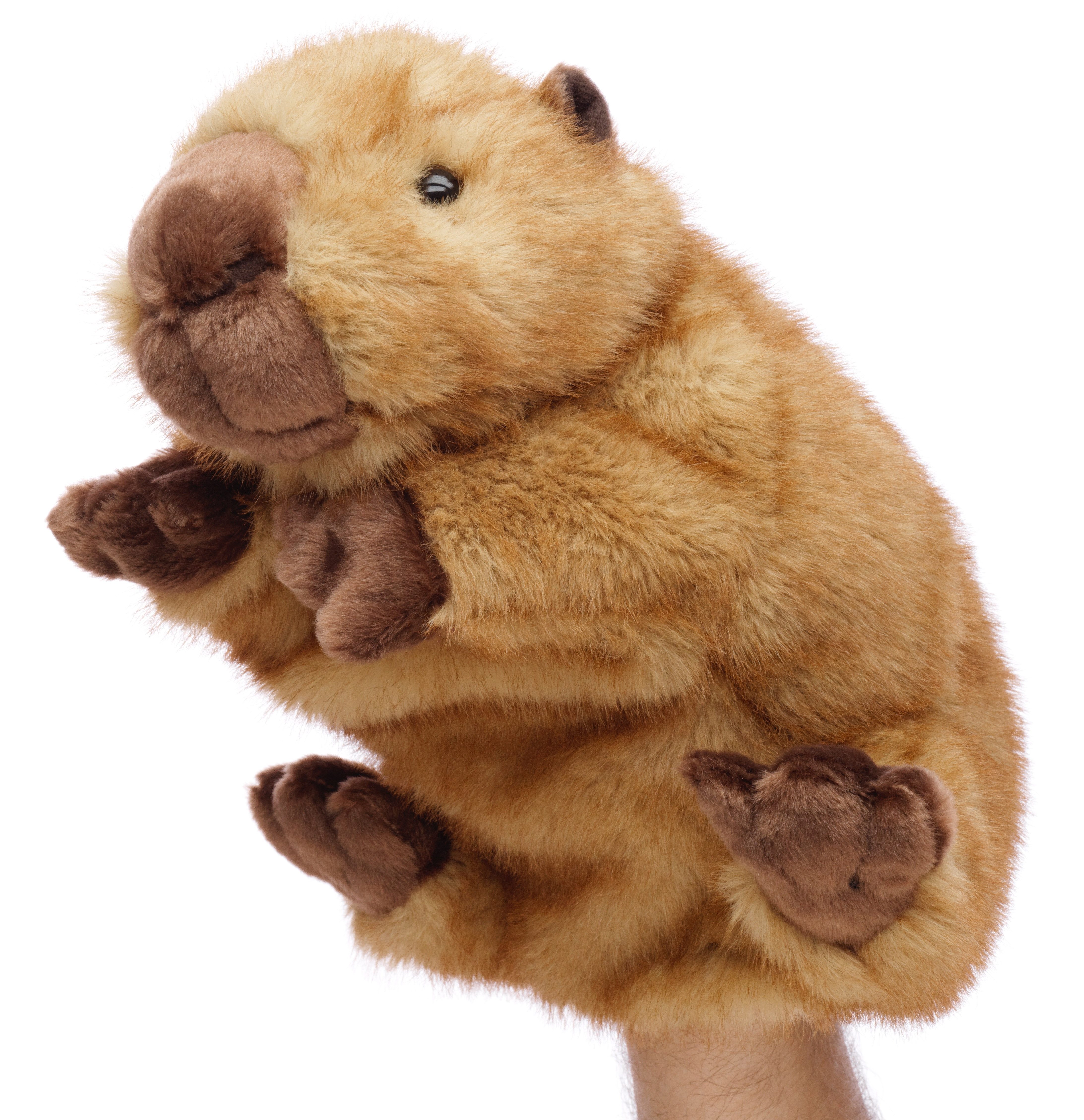 Uni-Toys Handpuppe Handpuppe Capybara - 27 cm (Länge) - Plüschtier, zu 100 % recyceltes Füllmaterial