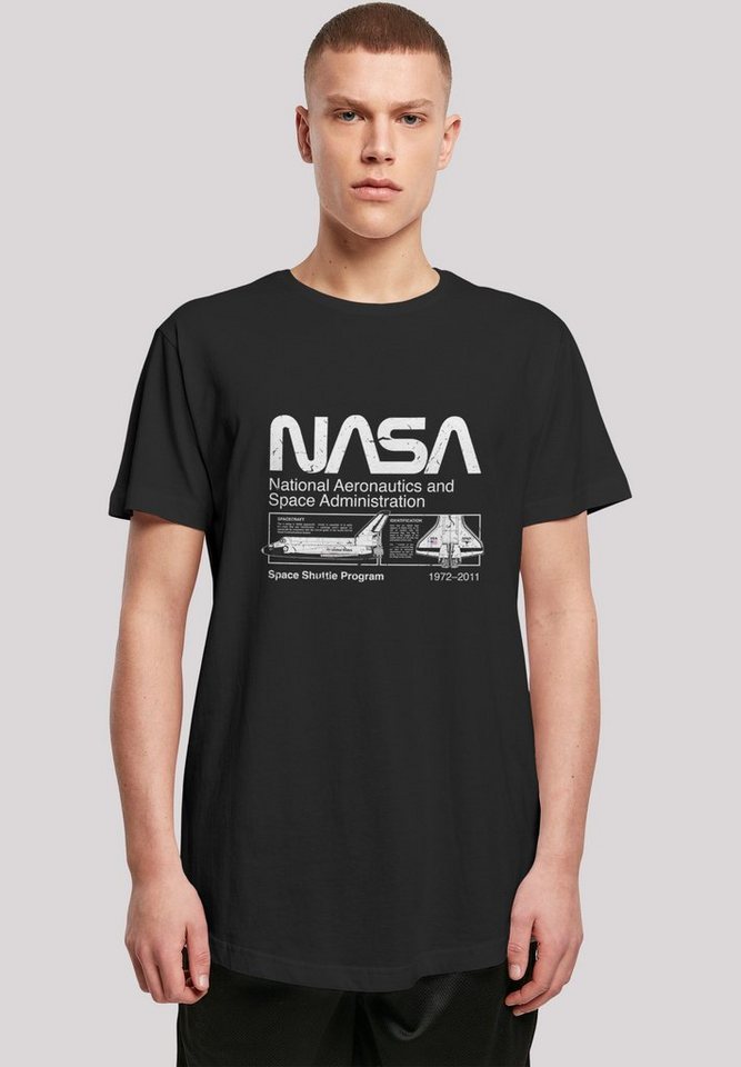F4NT4STIC T-Shirt NASA Classic Space Shuttle Black Herren,Premium Merch,Lang ,Longshirt,Bedruckt, Sehr weicher Baumwollstoff mit hohem Tragekomfort