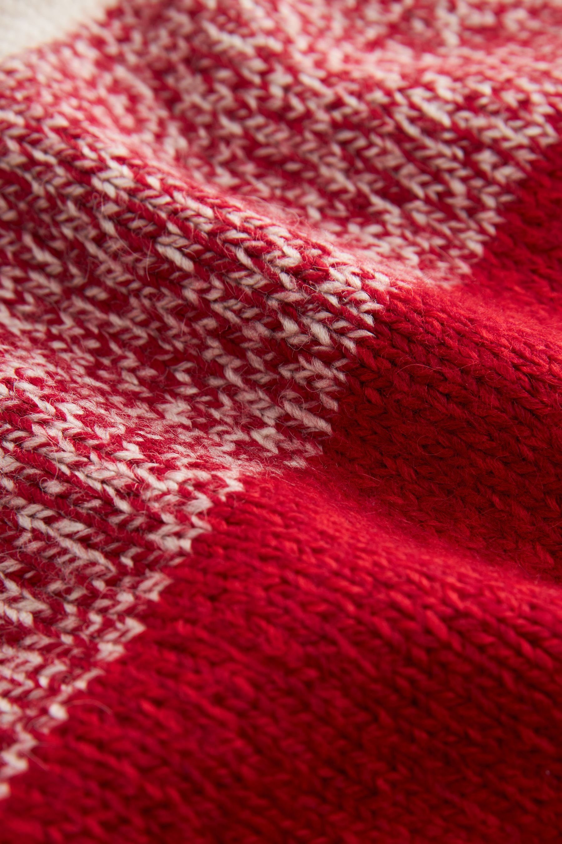 Next Stehkragenpullover Langer Pullover Cream Red Stehkragen with mit Stripes Multi (1-tlg) Ecru