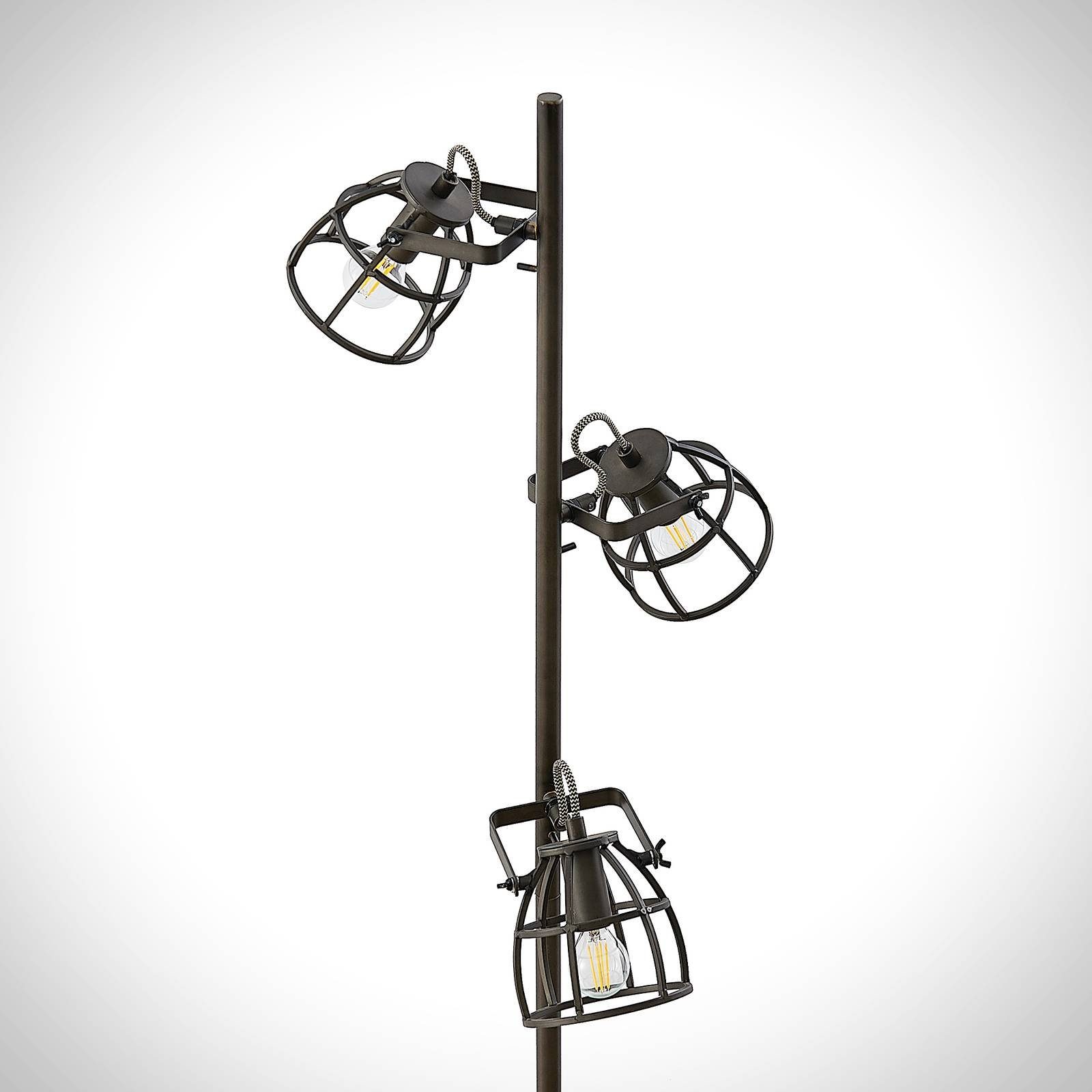 Lindby Stehlampe Rutger, inklusive, Vintage, flammig, Leuchtmittel 3 Stehleuchte nicht Metall, braun, Holz, E14, Schwarz