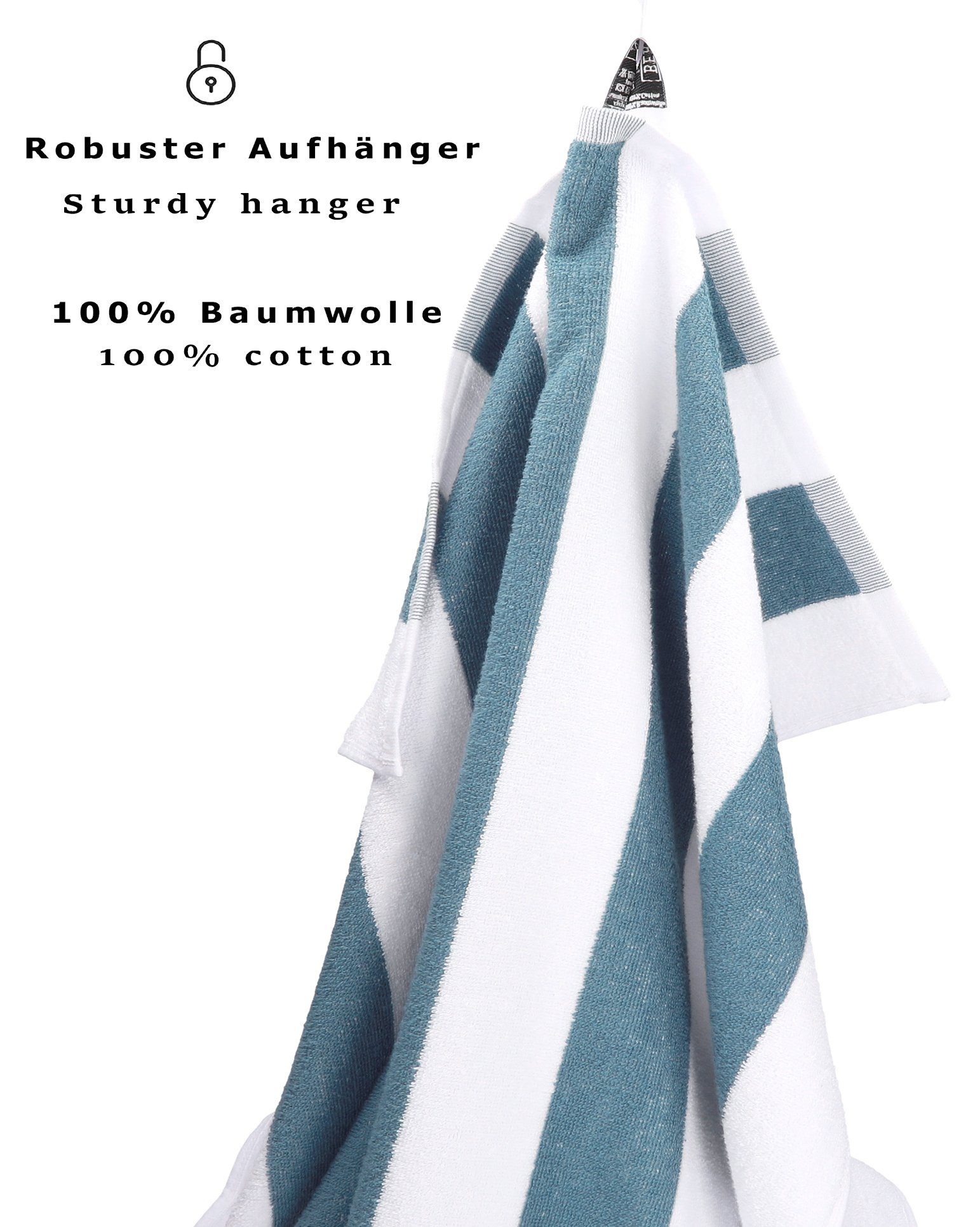 Berlin taubenblau mit Streifen Baumwolle 100% Größe 2 XXL Saunatuch Badetücher 180 70 Stück cm, x - weiß Betz