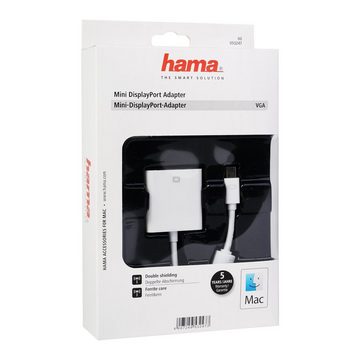 Hama Mini DP Displayport zu VGA Adapter-Kabel Weiß Video-Adapter Mini Displayport, 1 cm, mDP zu VGA-Buchse Thunderbold 2 für PC und Mac