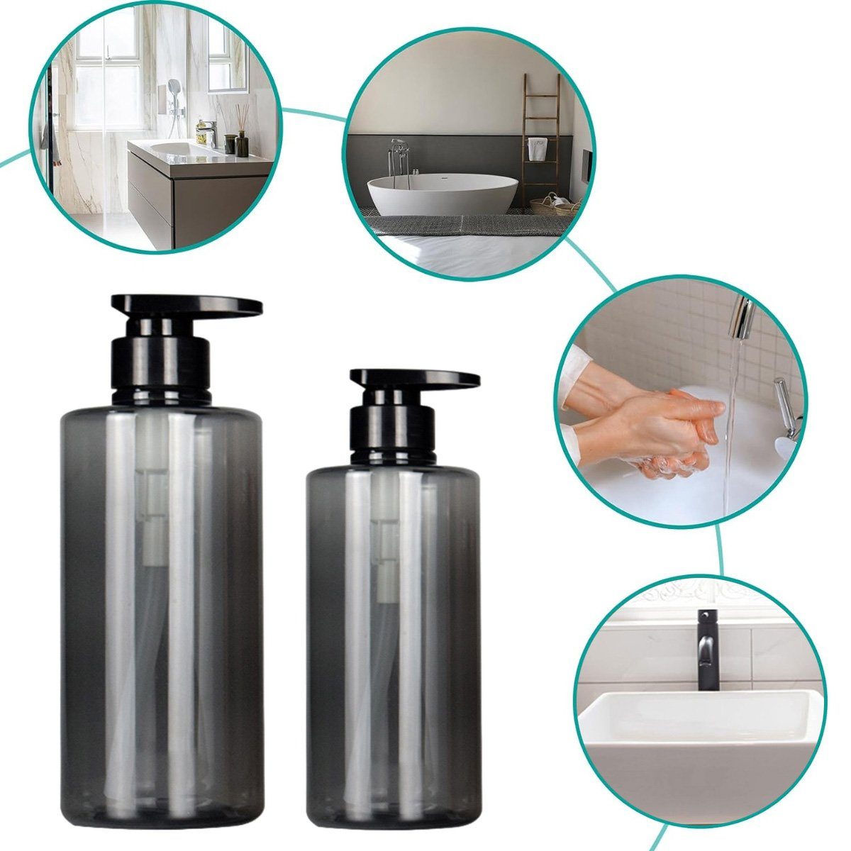 Shampoo Seifenspender,Shampoo-Dusch-Pumpflaschen,für Seifenspender Grau Jormftte