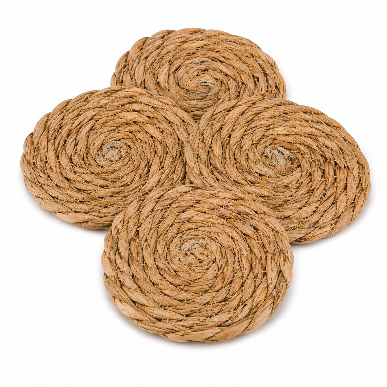 Gehlmann Getränkeuntersetzer Tischuntersetzer aus Naturbast - Ø 11,5 cm, 4er-SET