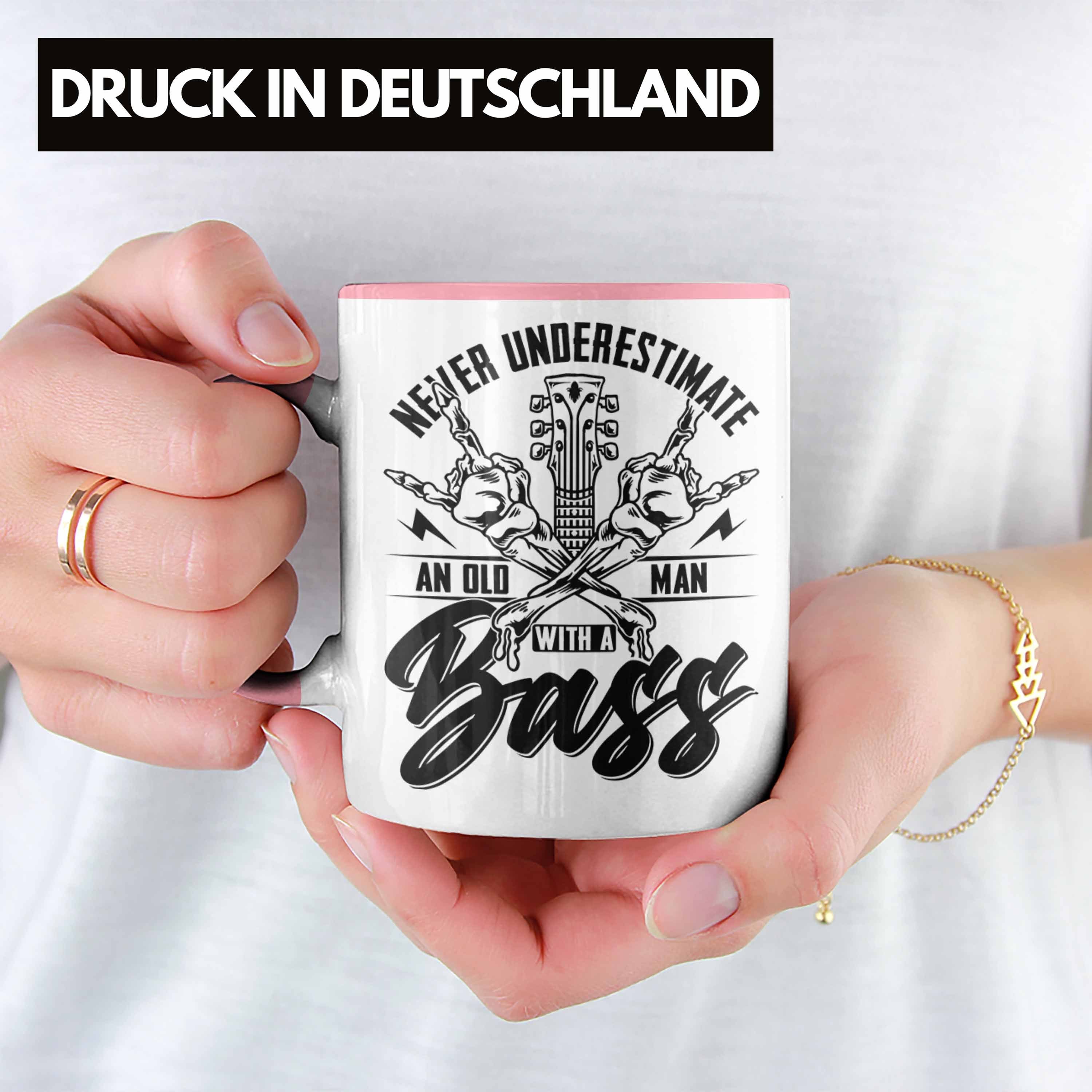 Kaffee-Becher Geschenkidee Never U Tasse Rosa Bass-Spieler Bassist Geschenk Trendation Tasse