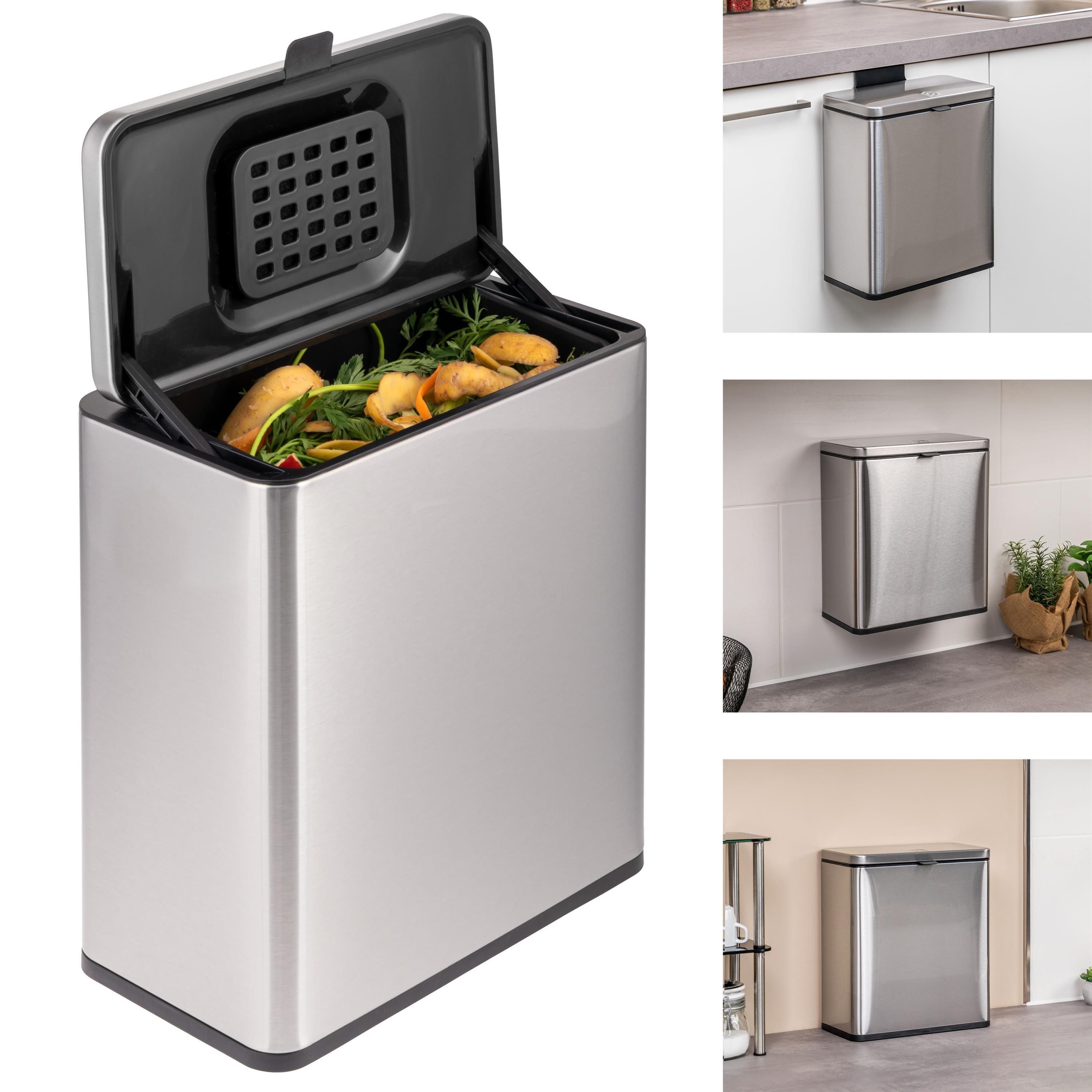 eluno Biomülleimer Biomülleimer 6L mit Kohlefilter, Hängen & Stellen, Komposteimer