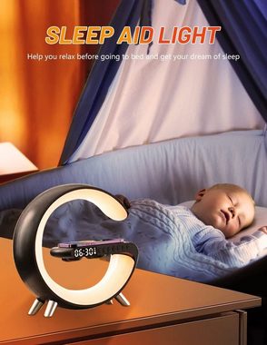 DOPWii Wecker Wake up Light mit Kabelloser Ladefunktion,Bluetooth Lautsprecher,15W