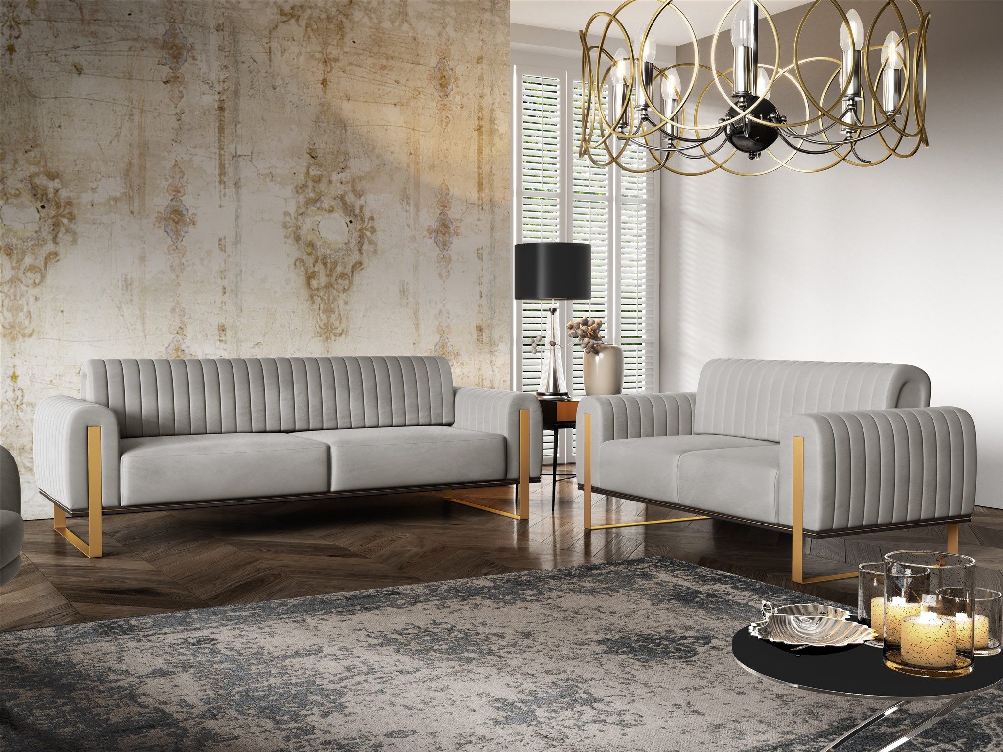 Fun Möbel 3-Sitzer Sofa Designersofa VALERIE in Stoff Elisa Velvet, auch im günstig online kaufen