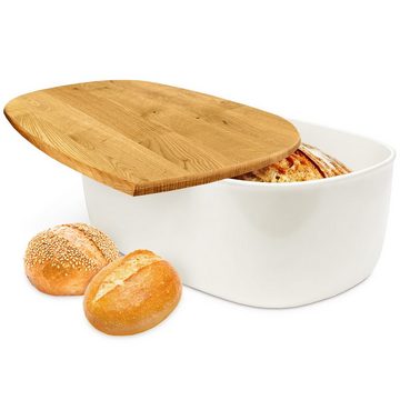KONZEPT Brotkasten Brotkasten mit Schneidebrett aus Holz 2in1 Brotbox, Groß, BPA-frei, europäische Produktion