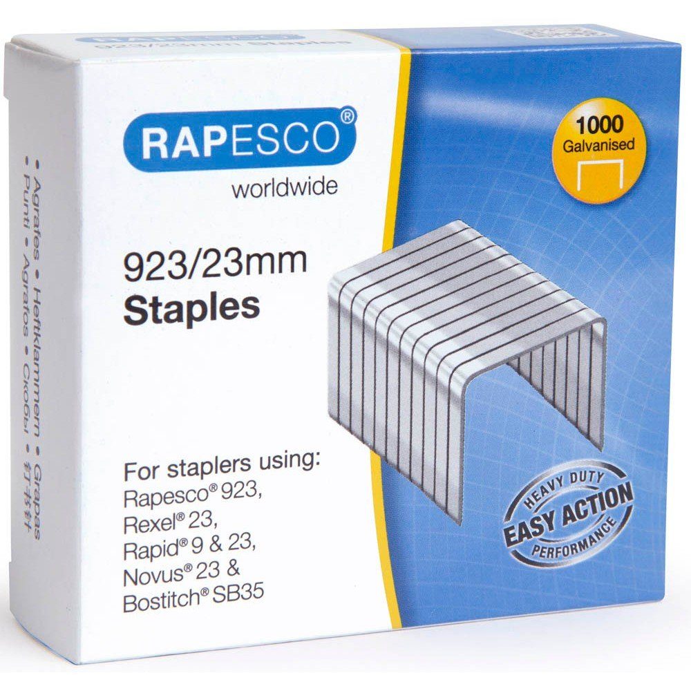 [Neuestes Modell im Jahr 2024] RAPESCO Kugelschreiber 923/23, Stück verzinkt, 1.000 RAPESCO Heftklammern