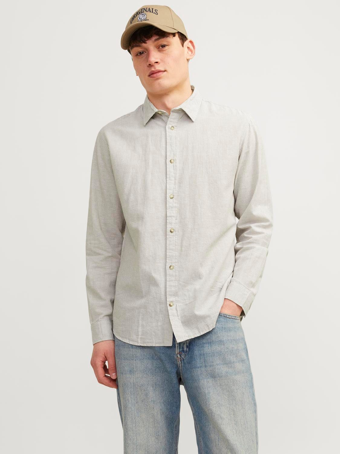 Jack & Jones Langarmhemd JJESUMMER LINEN BLEND SHIRT LS SN