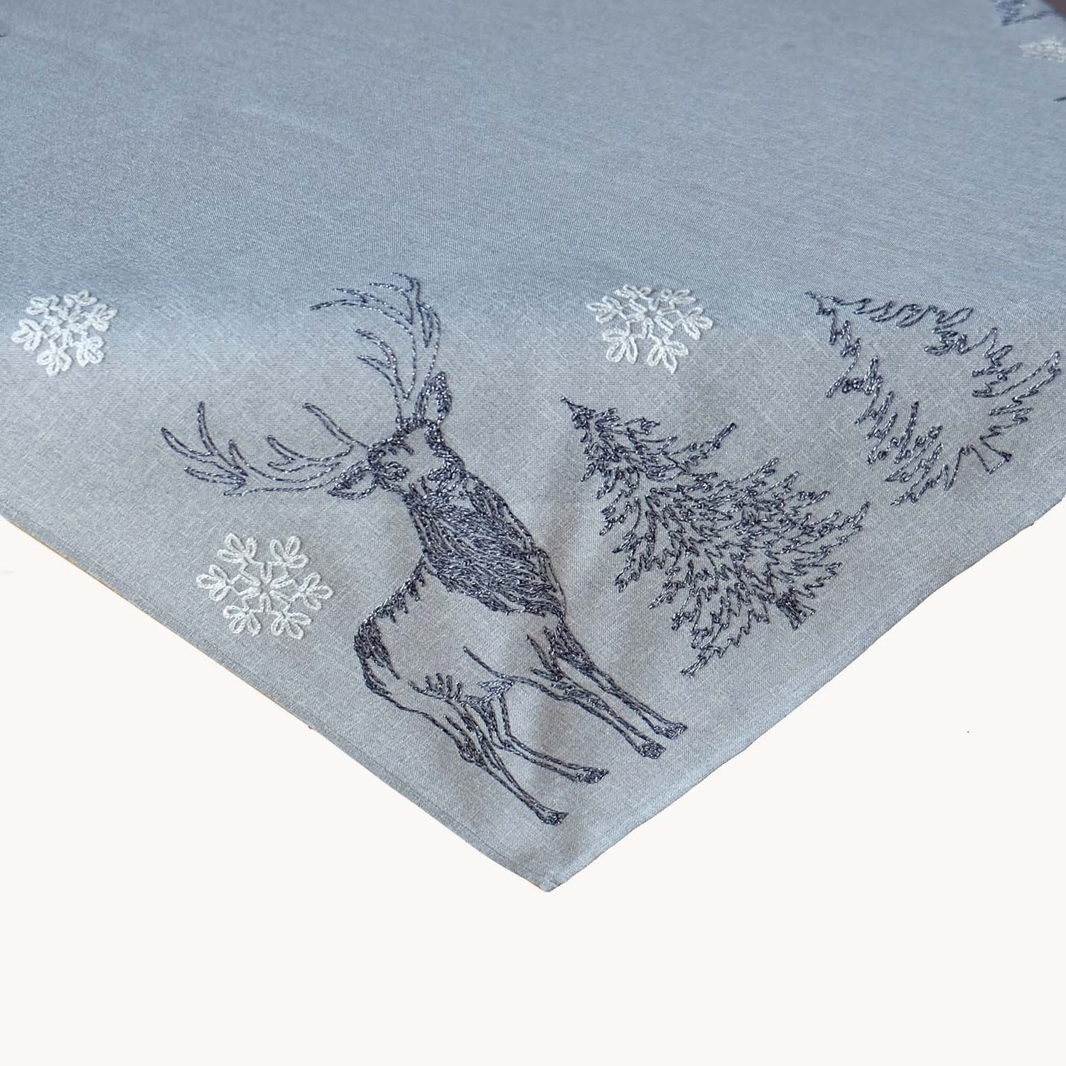 texpot Tischdecke Tischwäsche Stickerei Elch Winter Weihnachten (1-tlg)