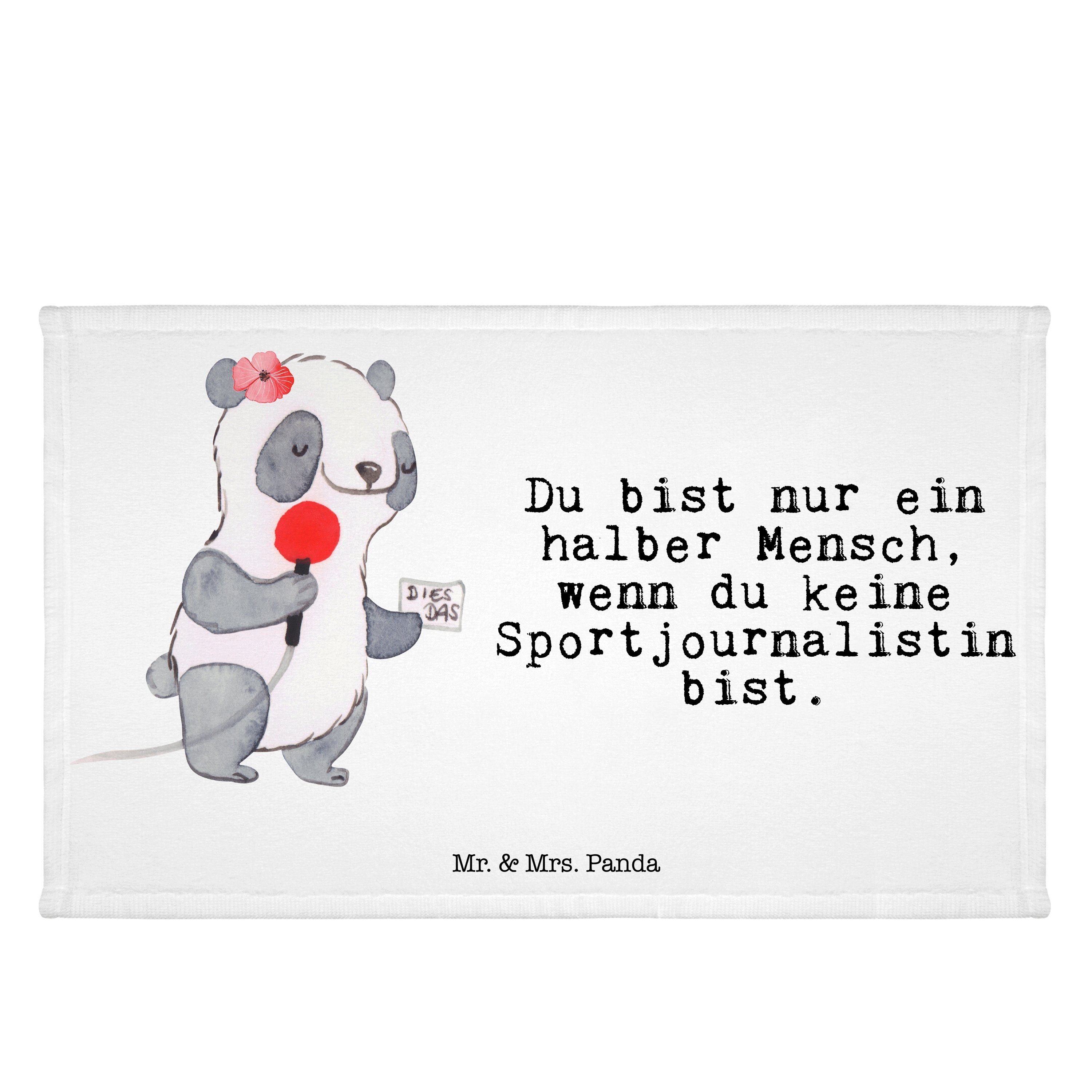 Mr. & Mrs. Panda Redakteurin, M, - - Herz Weiß mit (1-St) Studium, Geschenk, Handtuch Sportjournalistin