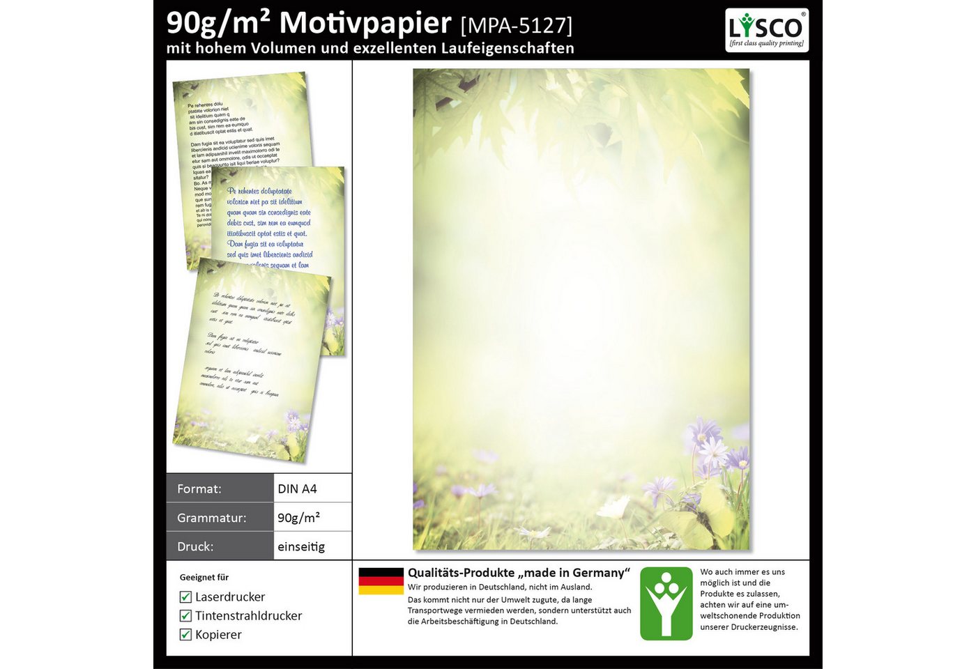 Thumbnail - LYSCO Briefpapier Motivpapier Sommer, Sonne, Urlaub DIN A4, gut beschreibbar, sommerliche Atmosphäre, für alle Drucker g...