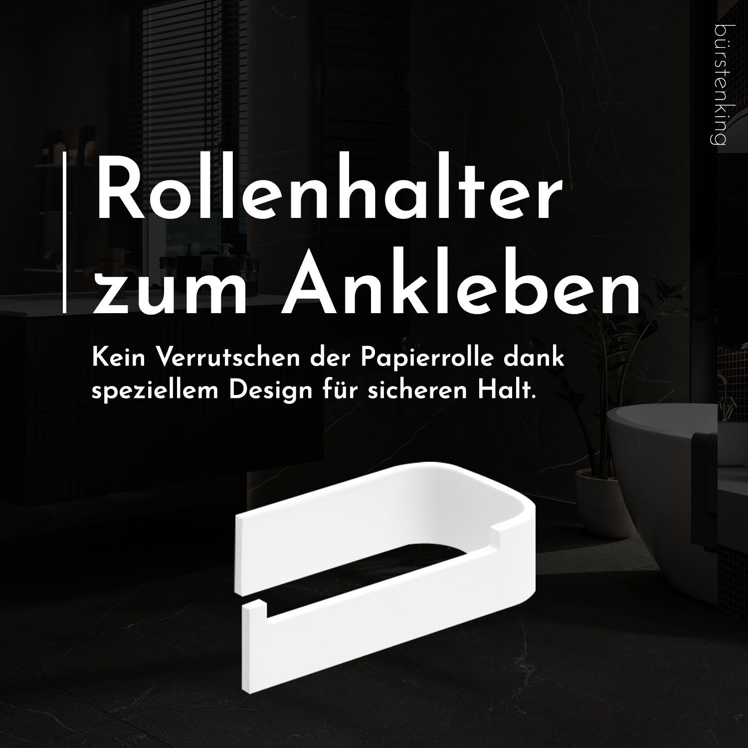 Bürstenking Toilettenpapierhalter ohne Bohren, Selbstklebender Klopapierhalter, WC-Rollenhalter, 3M-Kleber – Bild 2 von 5