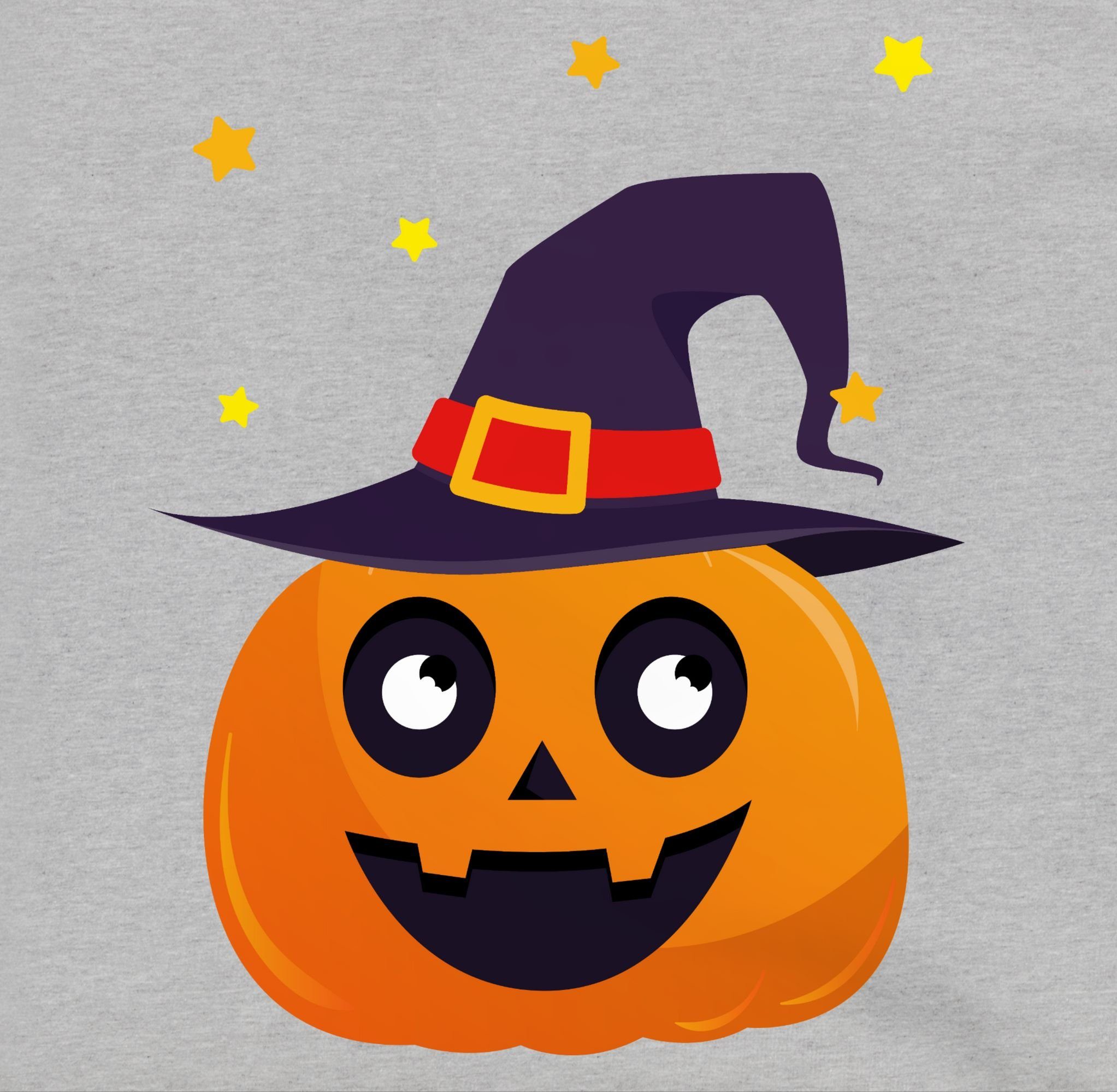 Halloween Hoodie Kostüme Niedlich 2 Pumpkin Kinder Grau Shirtracer Süßer für Kürbis meliert