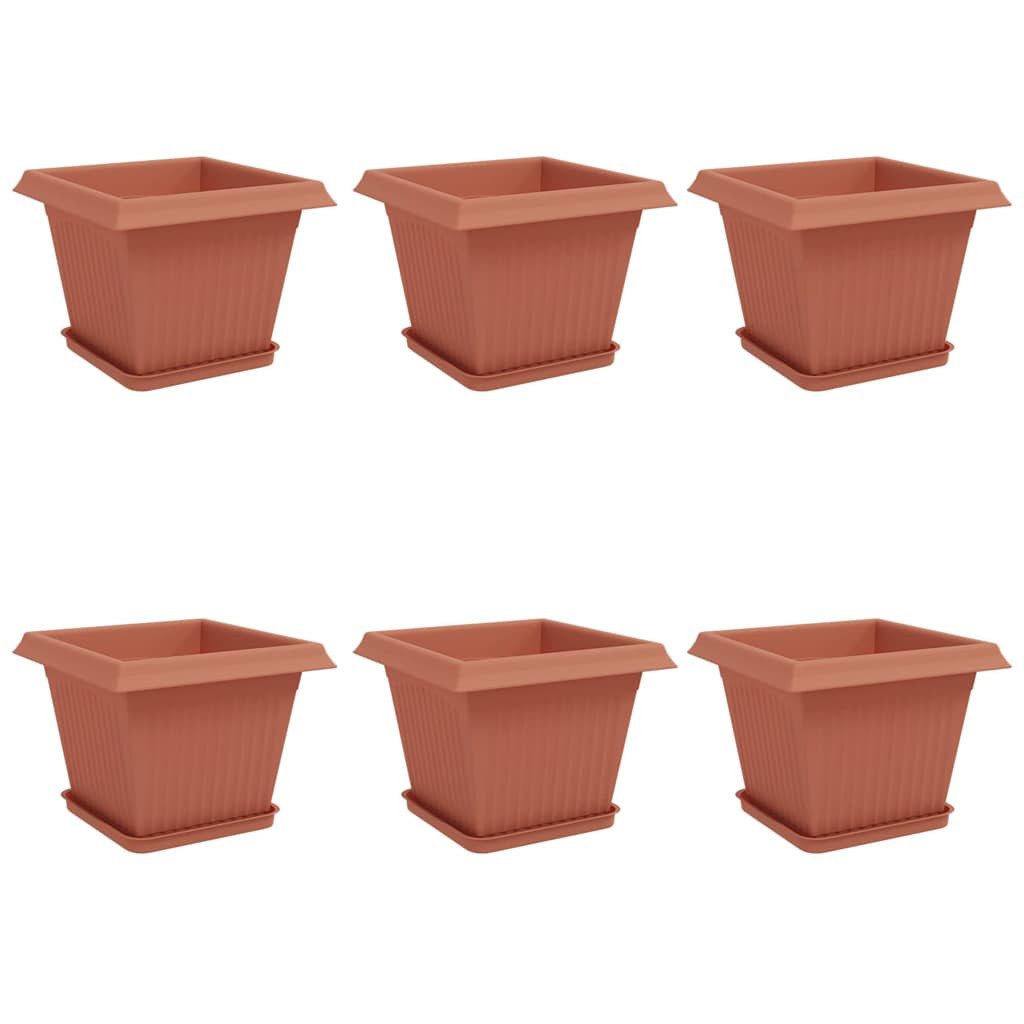vidaXL Blumentopf Blumentöpfe 6 pcs Ziegelrot 28,5 x 28,5 x 22 cm Kunststoff (6 St)