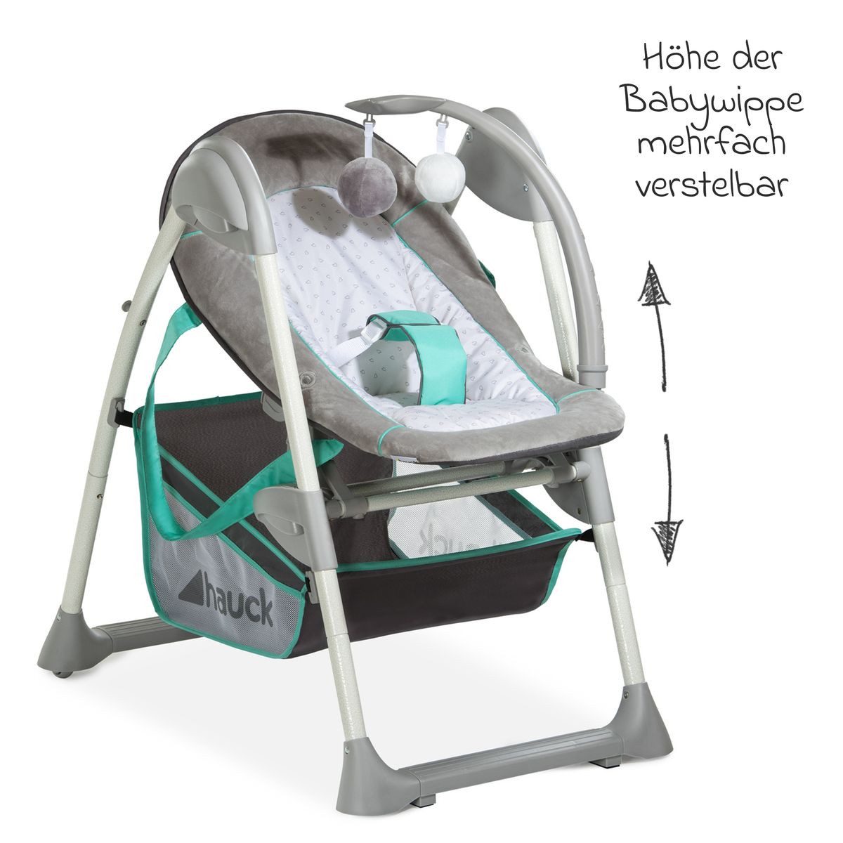 Hauck Hochstuhl Sit'n Relax - Hearts, Baby & Kinder Hochstuhl Babyliege Höhenverstellbar, Räder Klappbar