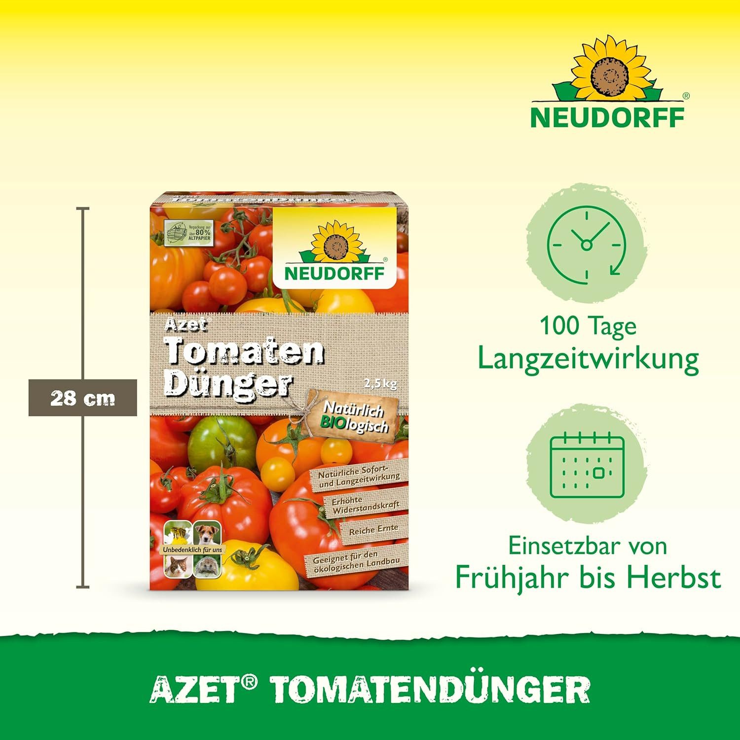 Neudorff Gemüsedünger Azet TomatenDünger 2,5 kg, Einzelartikel, Organischer Tomatendünger mit MyccoVital® und Langzeitwirkung