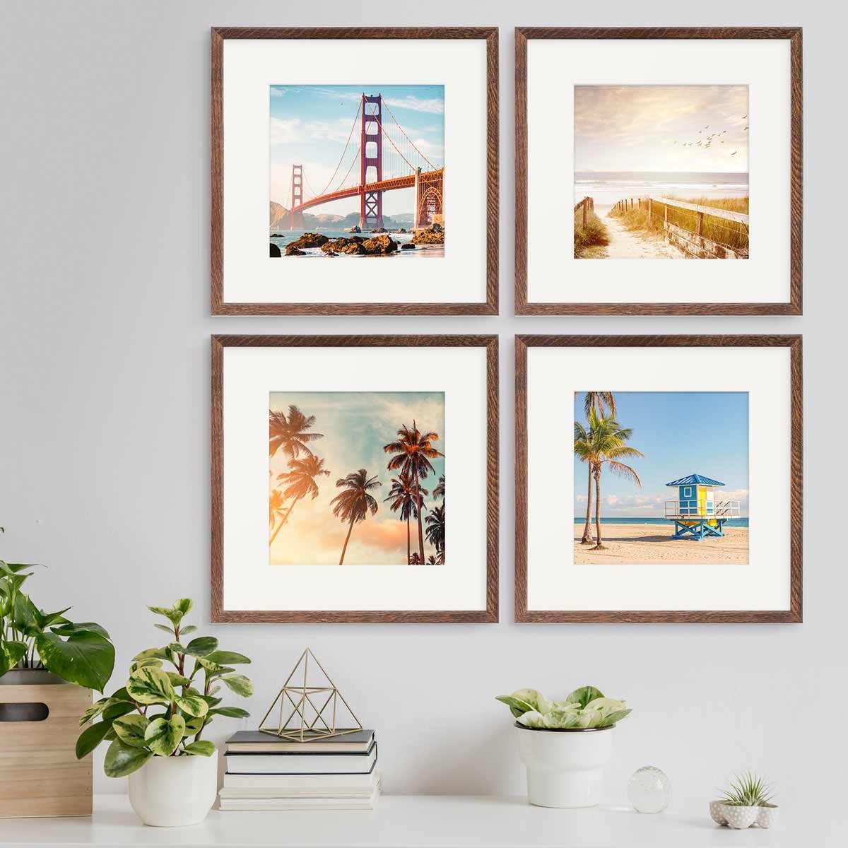 PHOTOLINI Bilderrahmen Echtholz 4er Set 30x30 günstig online kaufen