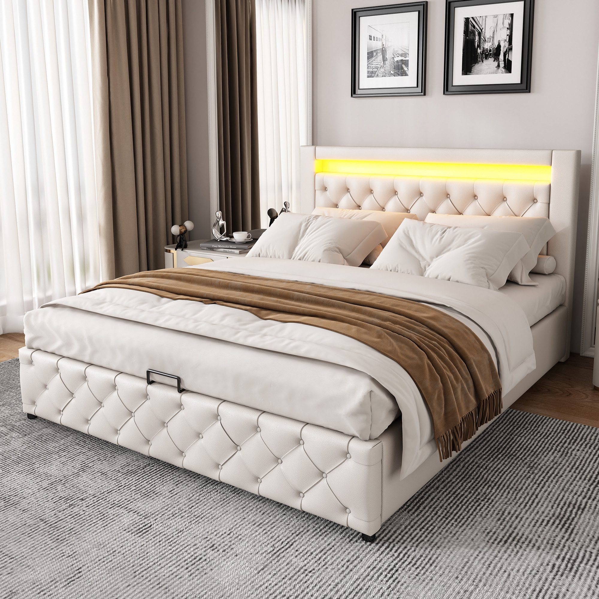 STILVORA Polsterbett Funktionsbett 160x200 mit Stauraum,Doppelbett günstig online kaufen