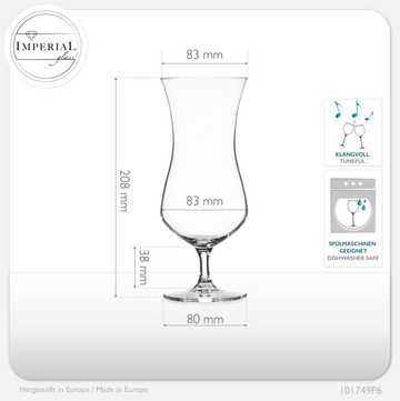 IMPERIAL glass Cocktailglas Große Cocktailgläser, Crystalline Glas, 400ml (max. 500ml) Longdrinkgläser Eiskaffeegläser Hurricane Gläser