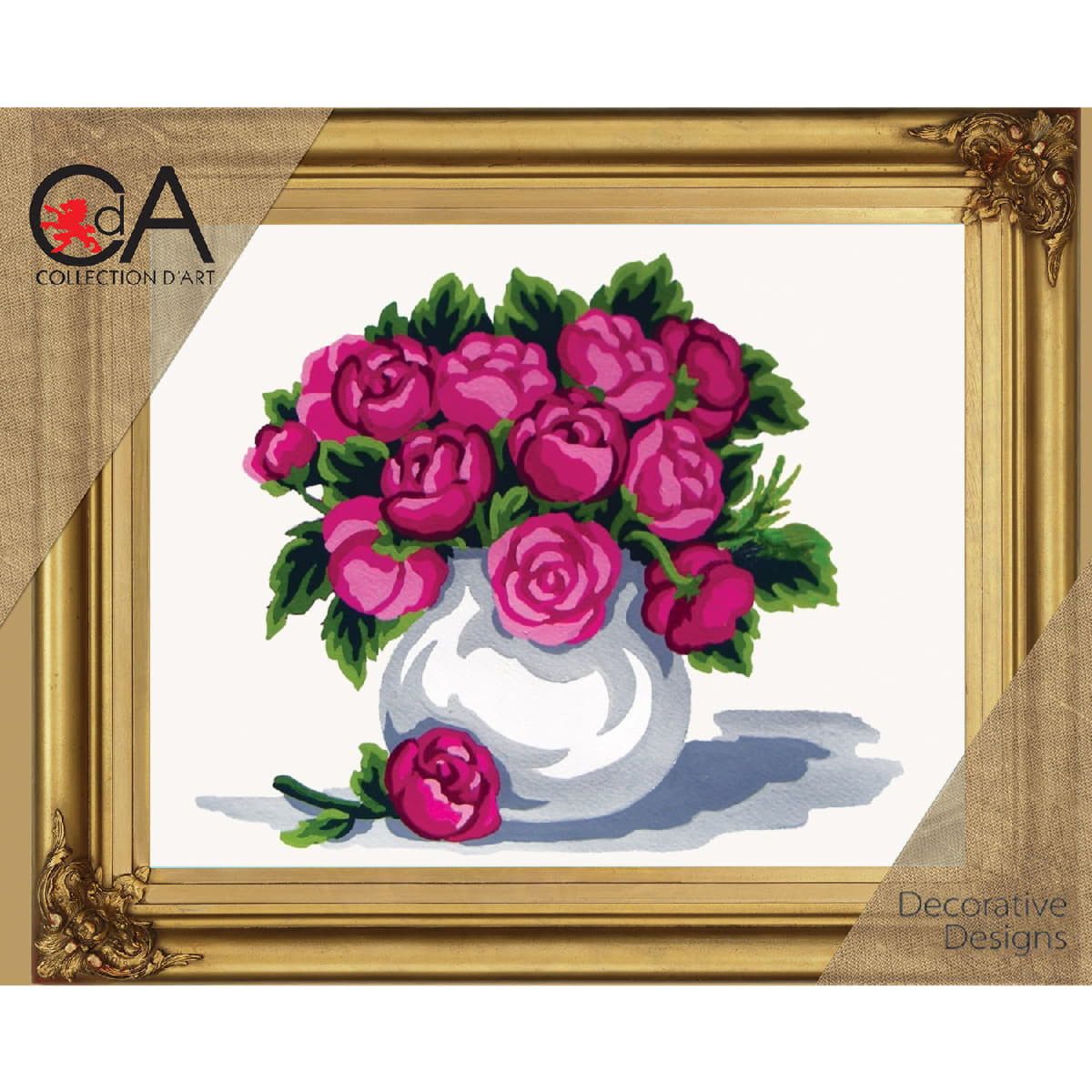 Collection D'art Kreativset CDA Halbkreuz Stickpackung "Bouquet of roses", bedruckt, 22x30cm..., (embroidery kit by Marussia)