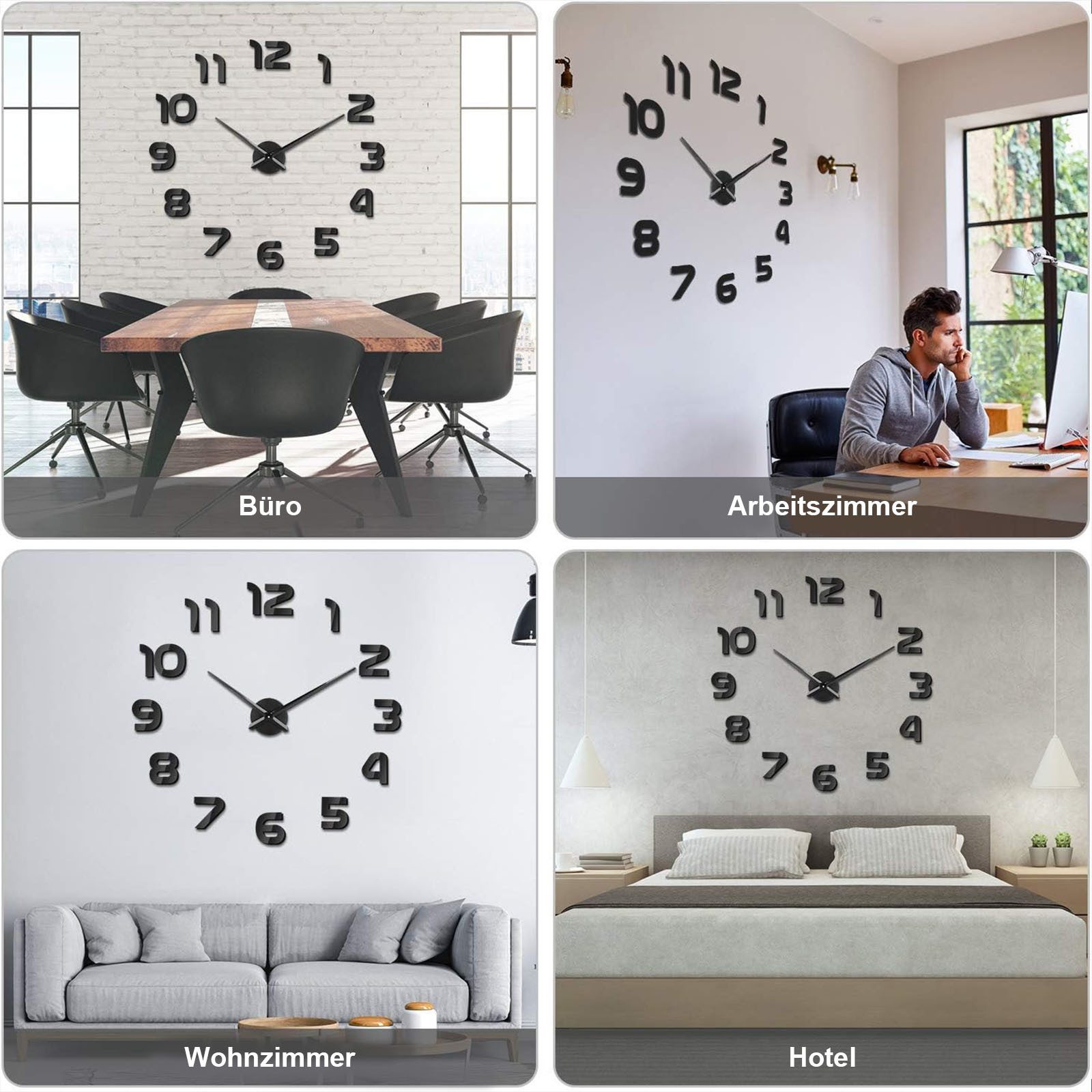 MODFU Wanduhr Acryl Wanduhr DIY Wand Uhr 3D Spiegel Uhr Zahlen Uhr (80-130 günstig online kaufen