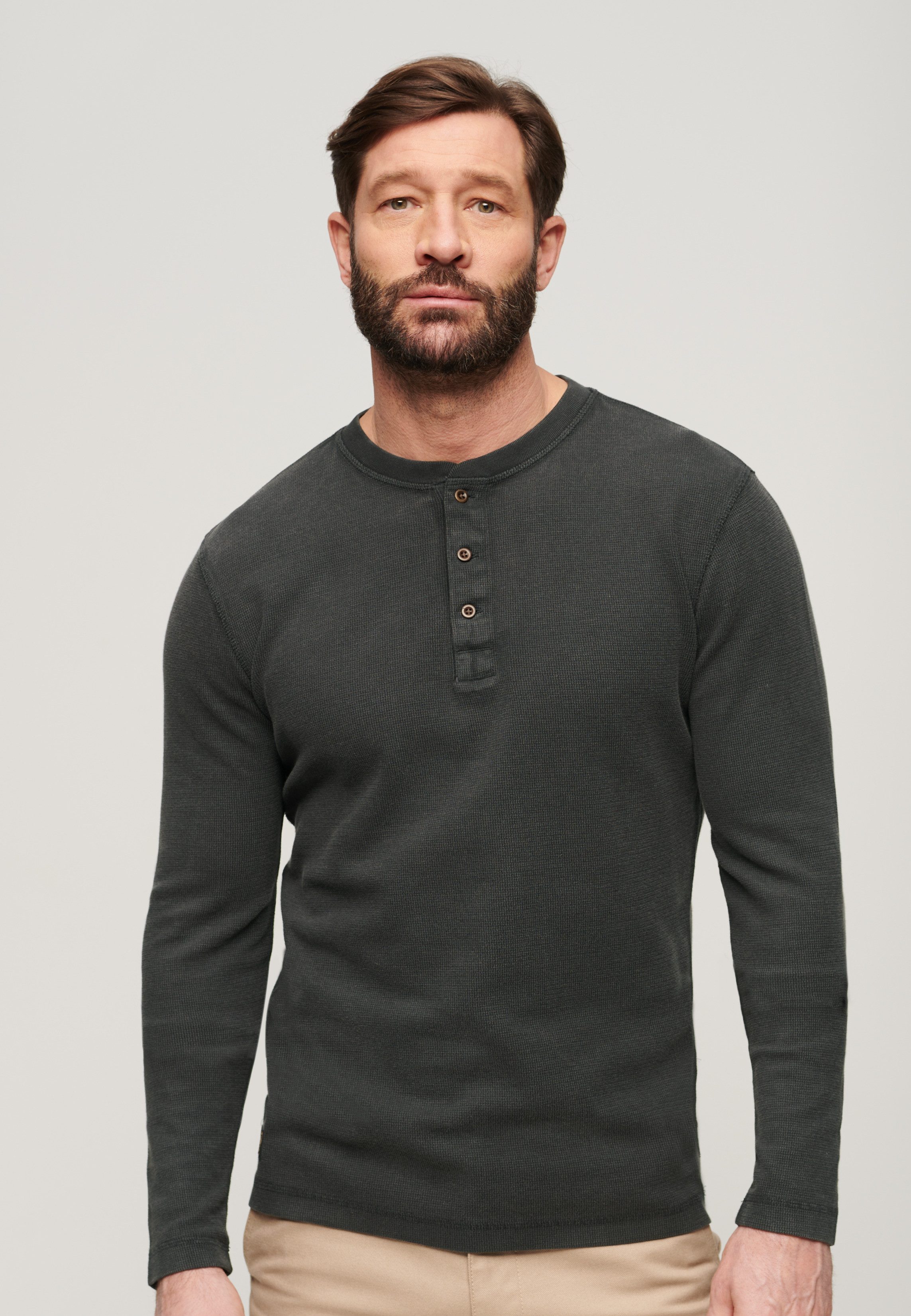Superdry Langarmshirt WAFFLE LONG SLEEVE HENLEY TOP günstig online kaufen