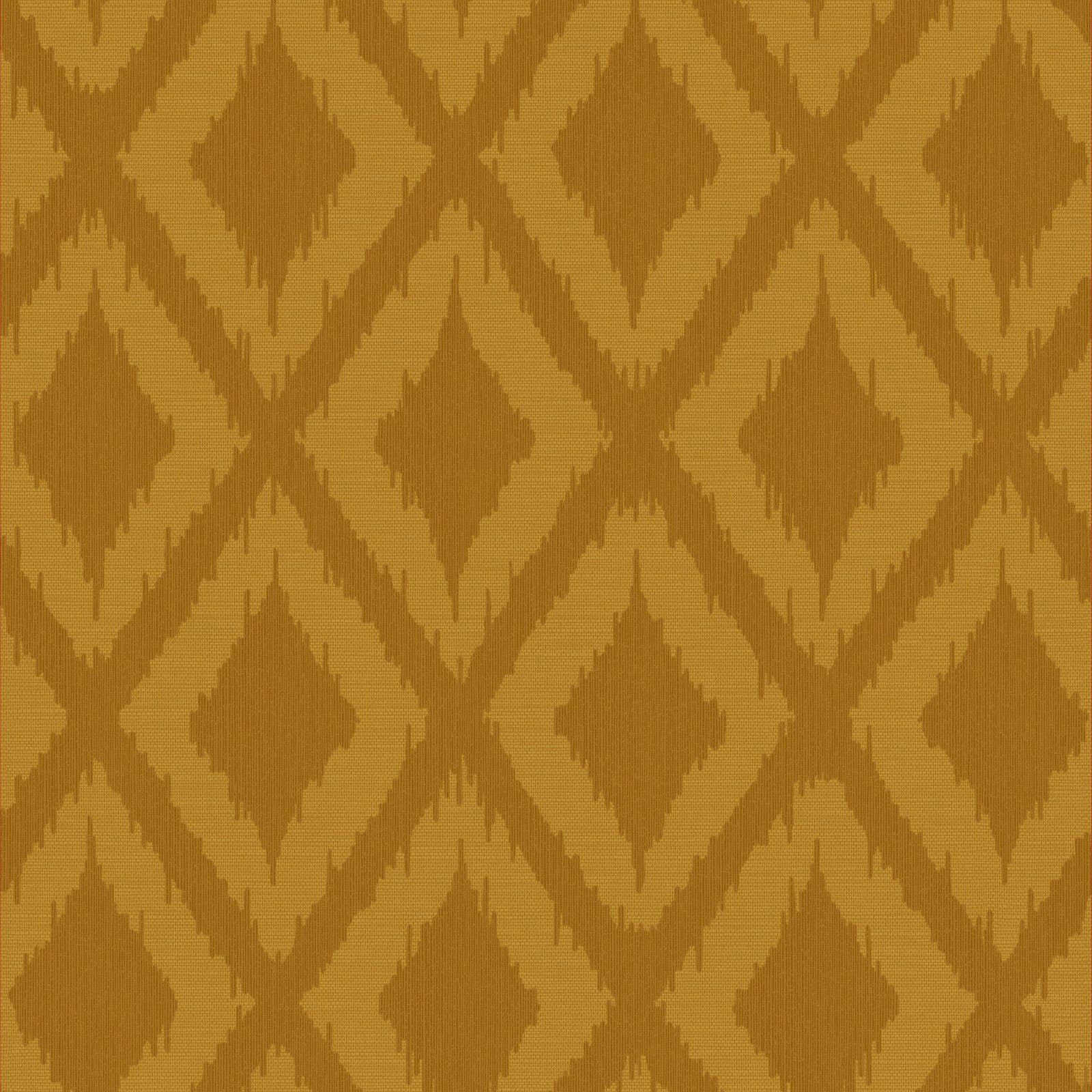 WOW Vliestapete Ikat Ocker, FSC® zertifiziert, mit lebhaftem Druck, 10 Meter Länge