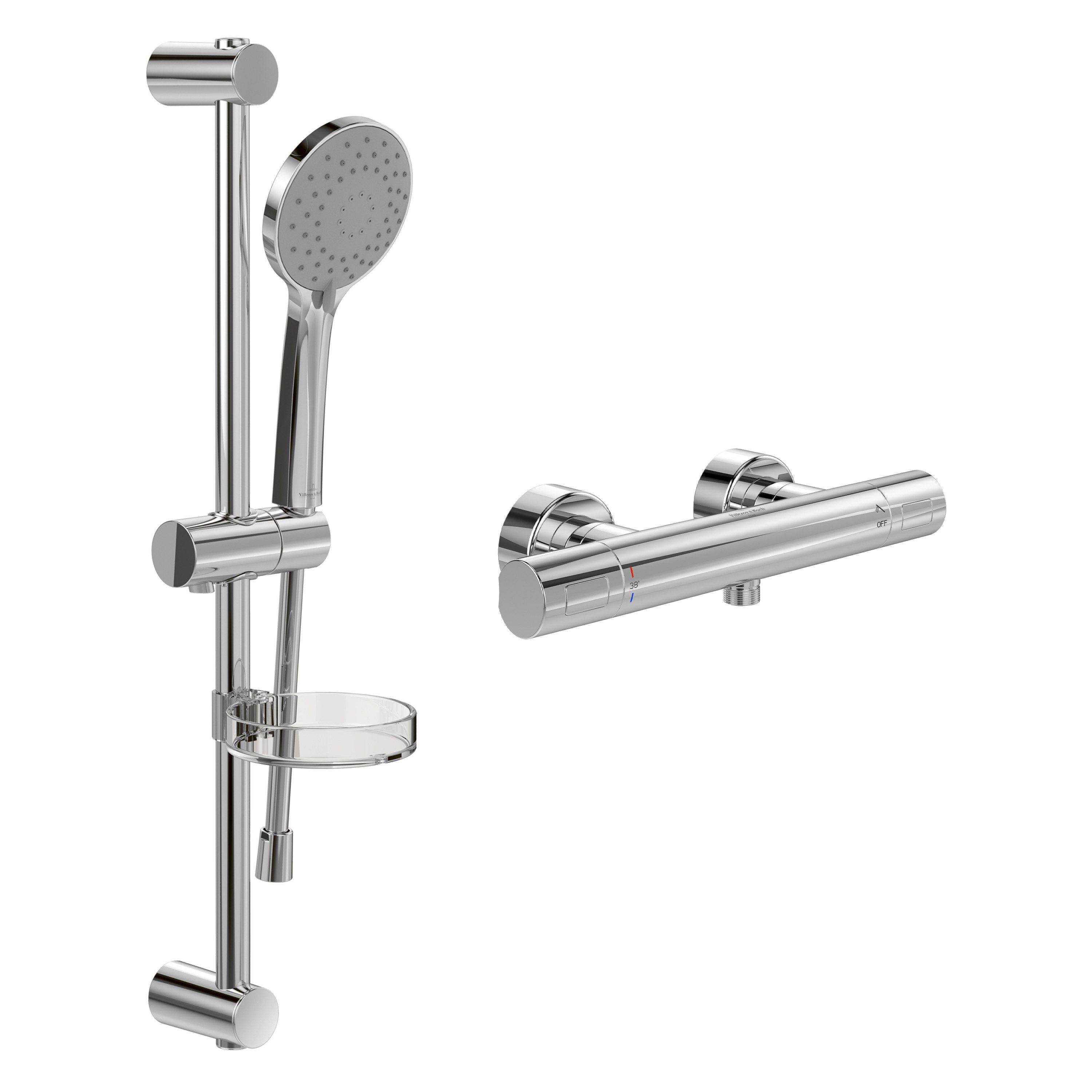 Villeroy & Boch Duschsystem, Höhe 60.40 cm, Thermostat, Handbrause, Aufputz, Chrom