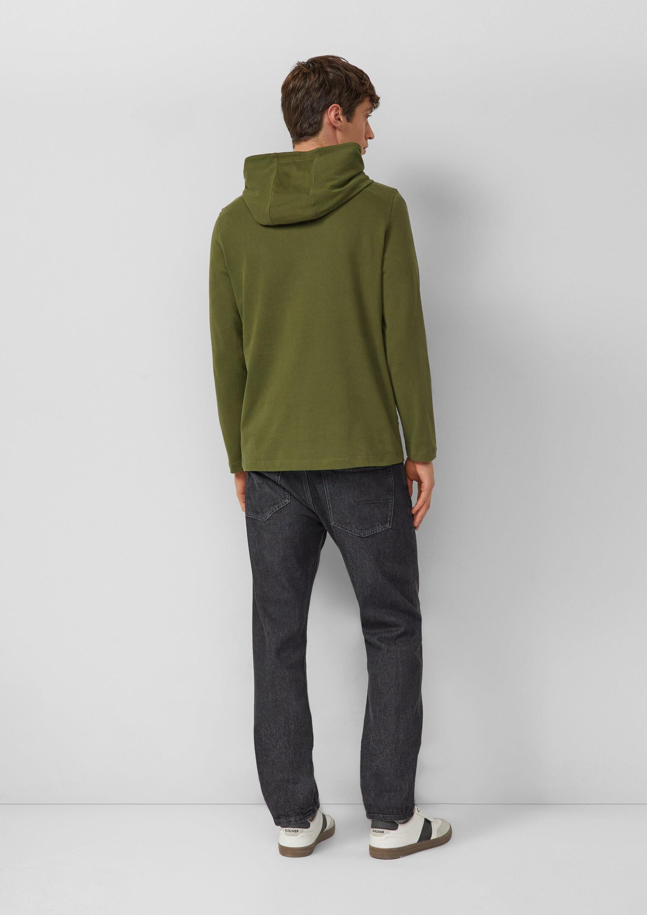 s.Oliver Langarmshirt T-Shirt Kapuzen-Longsleeve aus Heavy Jersey mit Logo-Detail