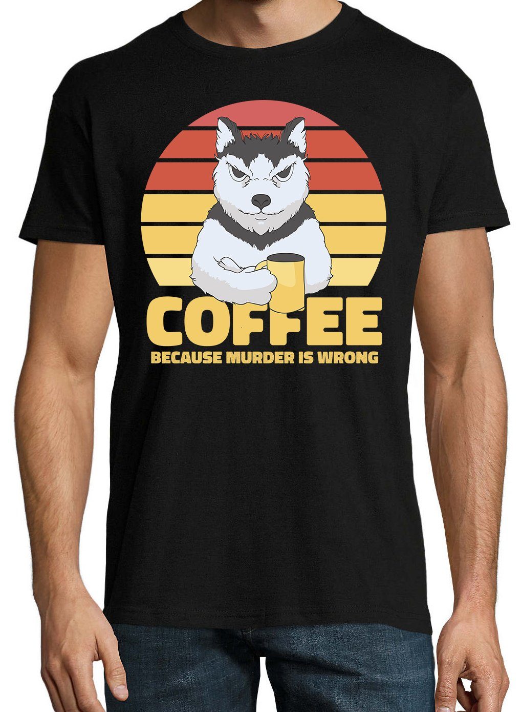 Youth Designz Hunde Wrong Herren Murder Coffee, Frontprint Because Is mit lustigem Schwarz Shirt T-Shirt