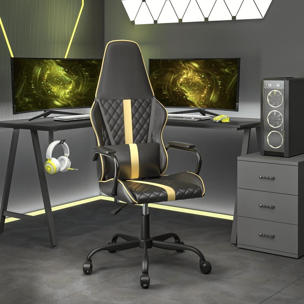 vidaXL Gaming-Stuhl Gaming-Stuhl mit Massagefunktion Gold und Schwarz Kunstleder (1 St)