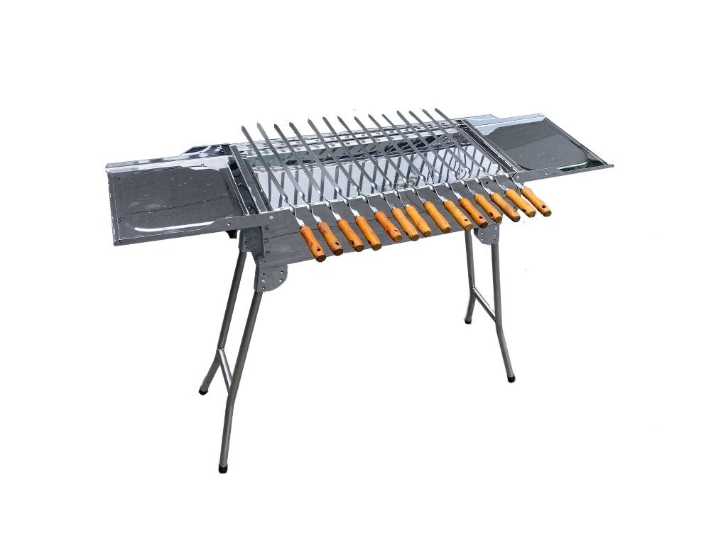 walexo Holzkohlegrill Mangal (inkl. 14 Spieße aus Edelstahl mit Holzgriff)