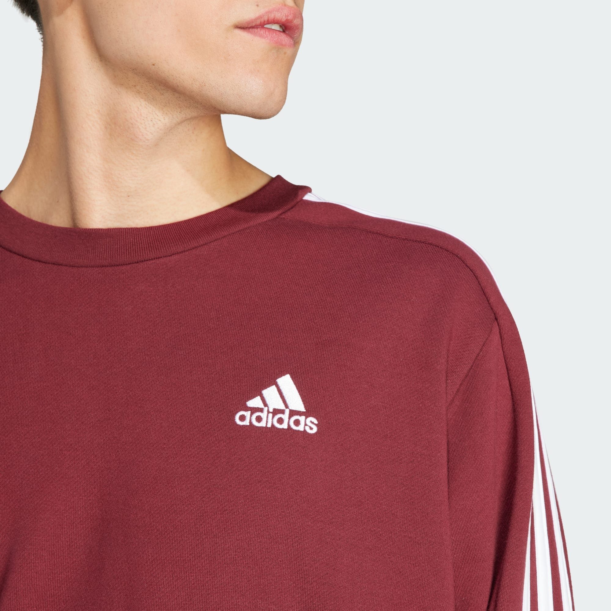 Shadow adidas SWEATSHIRT White Red Sportswear 3-STREIFEN Sweatshirt ESSENTIALS FRENCH / TERRY