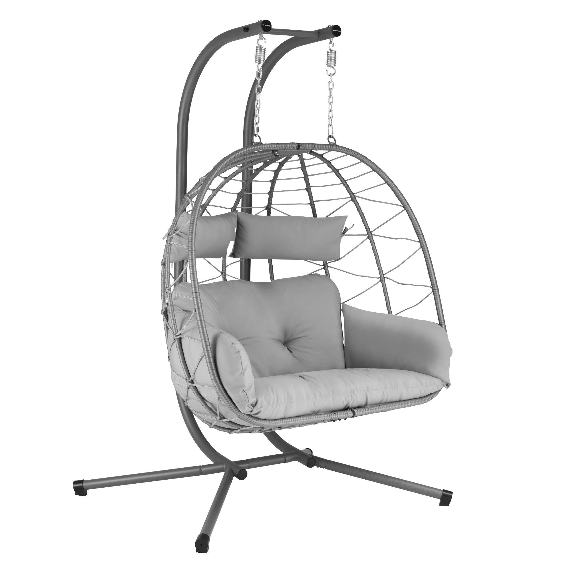 HinHocker Hängesessel Hängesessel für 2 Personen mit Gestell, Grau, XXL
