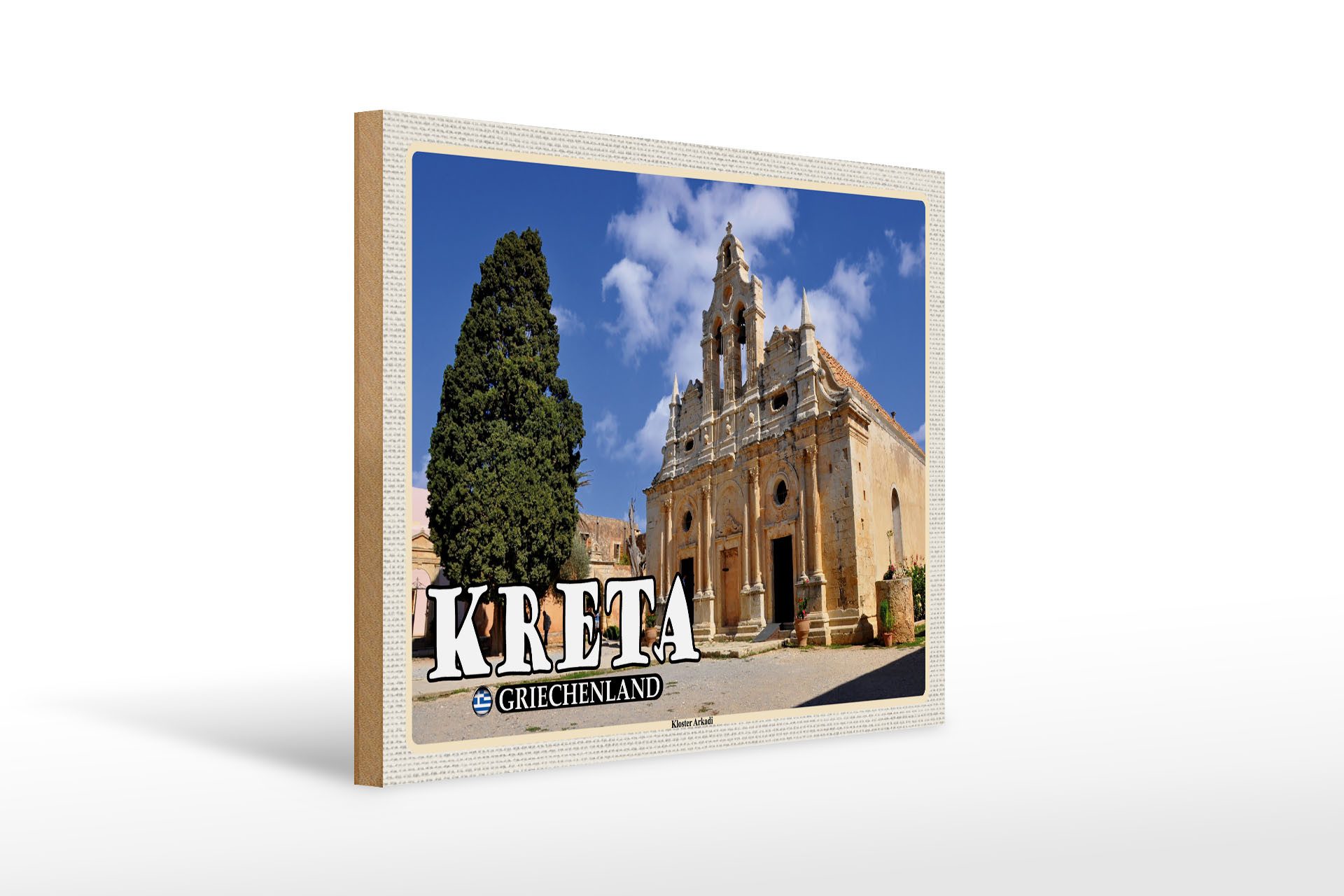 Holzbild Reise 40x30cm Kreta Griechenland Kloster Arkadi
