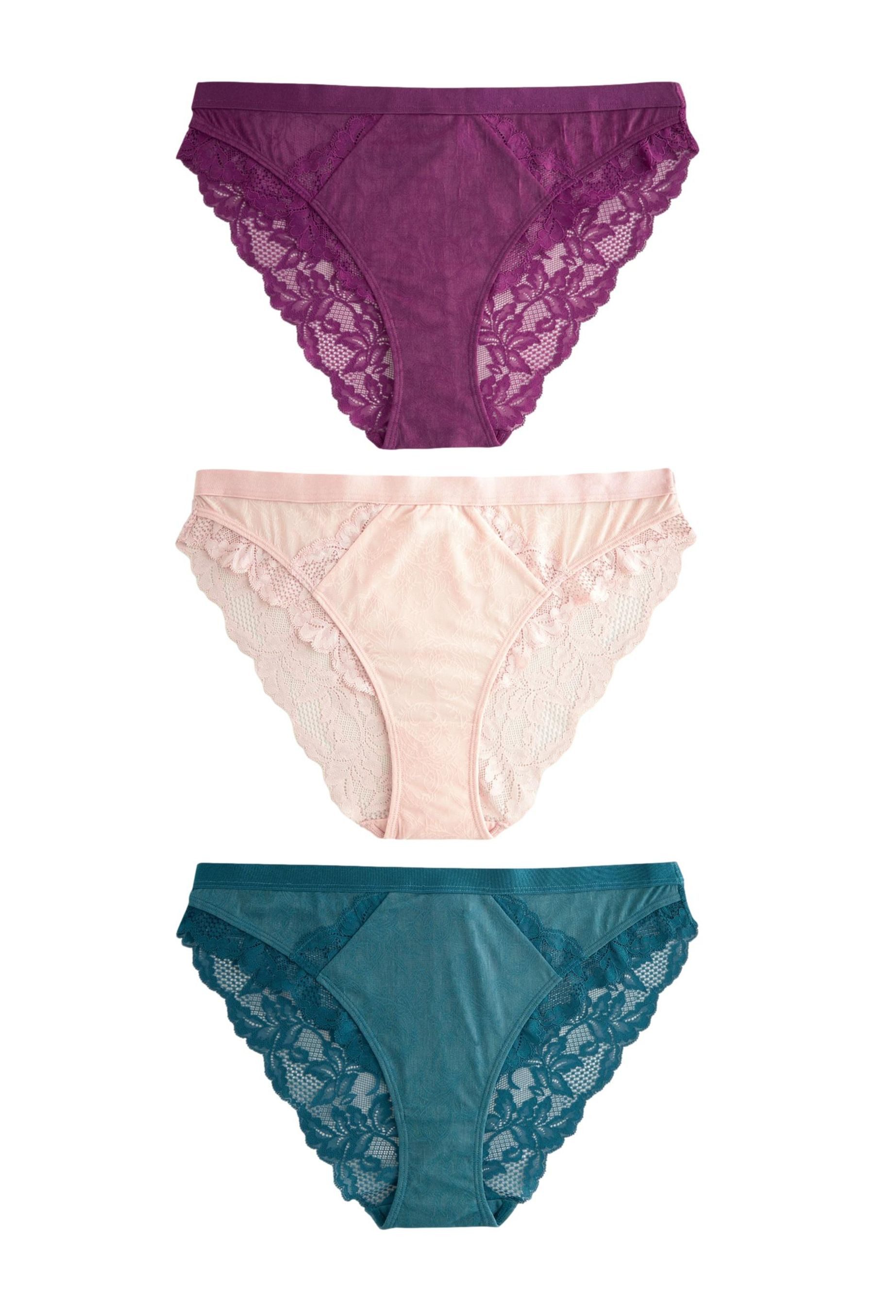 Slip 3er-Pack Slips mit Spitze und hohem Bein