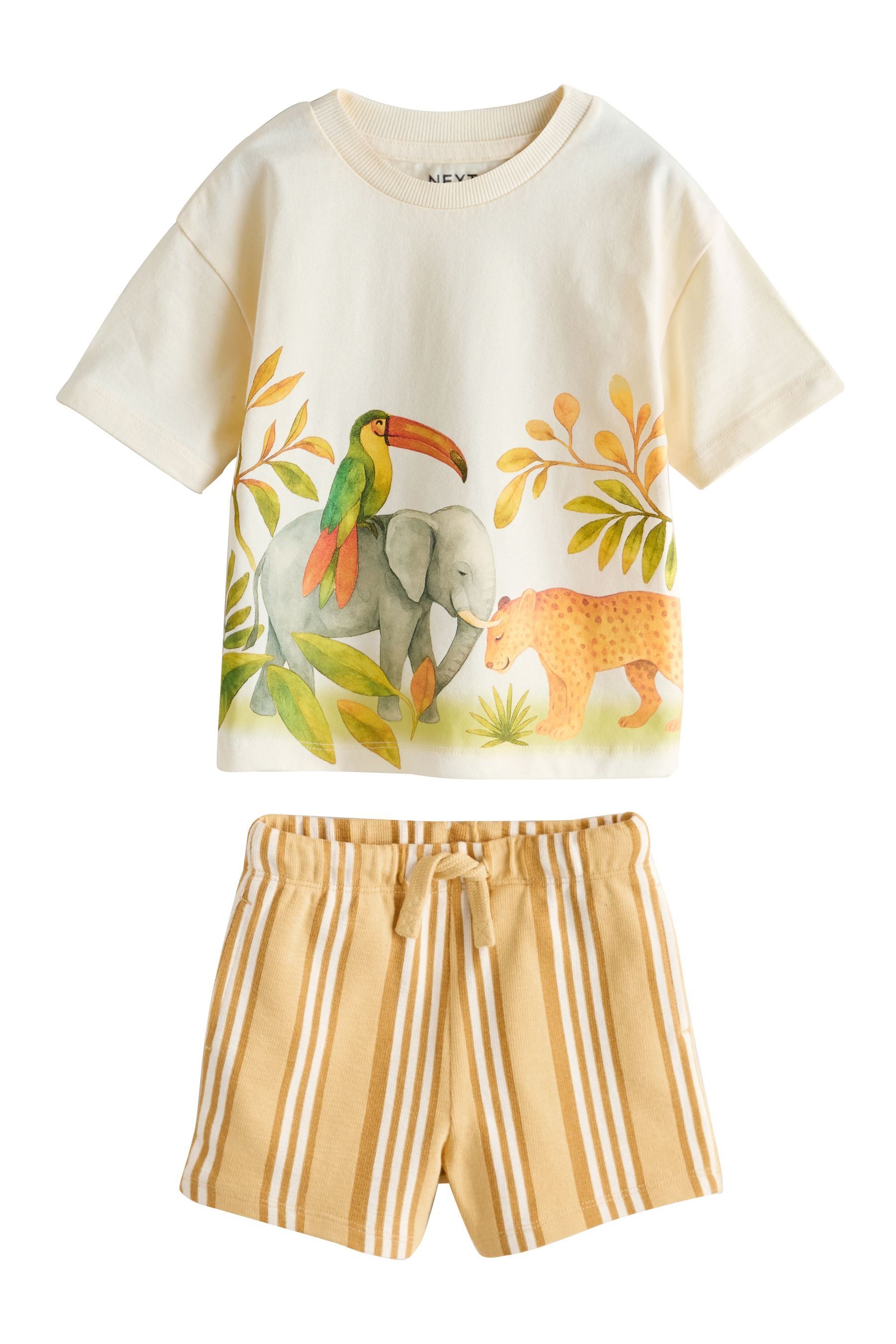 T-Shirt & Shorts Kurzarm-T-Shirt mit Rücken-Print und Shorts im Set