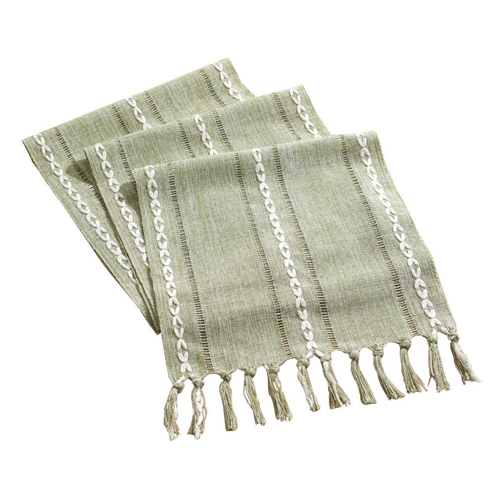 NUODWELL Tischläufer Boho Creme Landhausstil Quasten günstig online kaufen