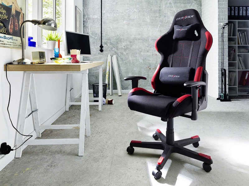 möbelando Gaming-Stuhl DXRACER 1, moderner Bürostuhl "DXRACER1" in sportlicher Aufmachung. Breite 78 cm, Höhe 124 - 134 cm, Tiefe 52 cm, Sitzfläche 52 x 45 cm, Sitzhöhe 42-52 cm