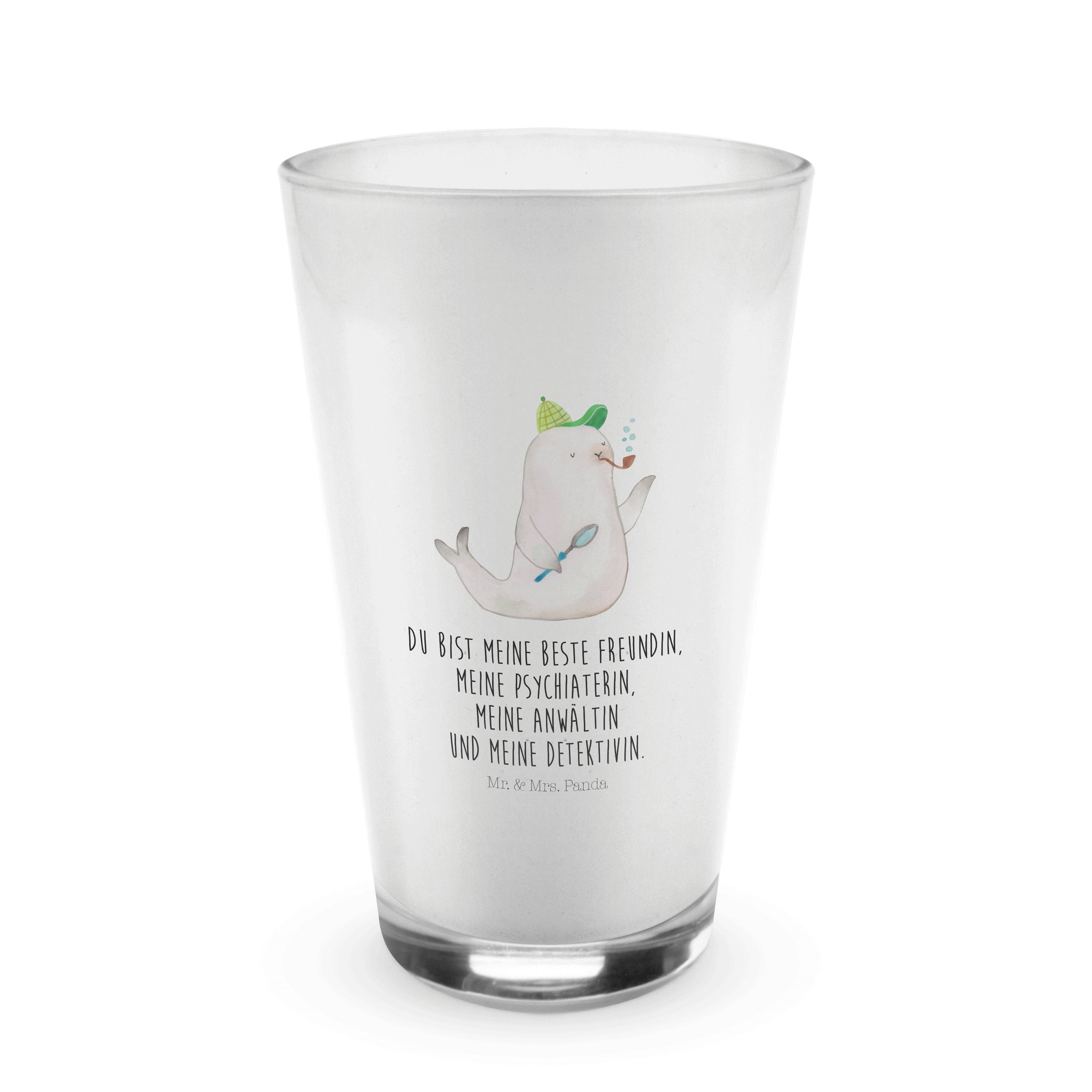 Mr. & Mrs. Panda Glas Robbe Sherlock - Transparent - Geschenk, Glas, lustige Sprüche, Tierm, Premium Glas