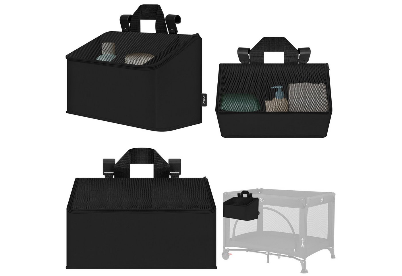 lionelo Betttasche SIDEPOCKET MEDIUM (Set, Multifunktionaler Organizer für Kinderbetten), 3Fächer/tragbar/universal/verstärkt/leichtzu reinigen