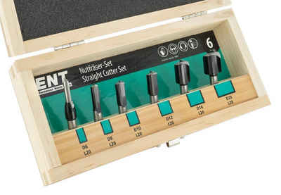 ENT European Norm Tools Fräsbohrer »09007 6-tlg. Nutfräser Set«, (in Holzbox), mit HW-Grundschneide - Ø 6 - 8 - 10 - 12 - 16 und 20 mm - Schaft Ø 8 mm, Hartmetall